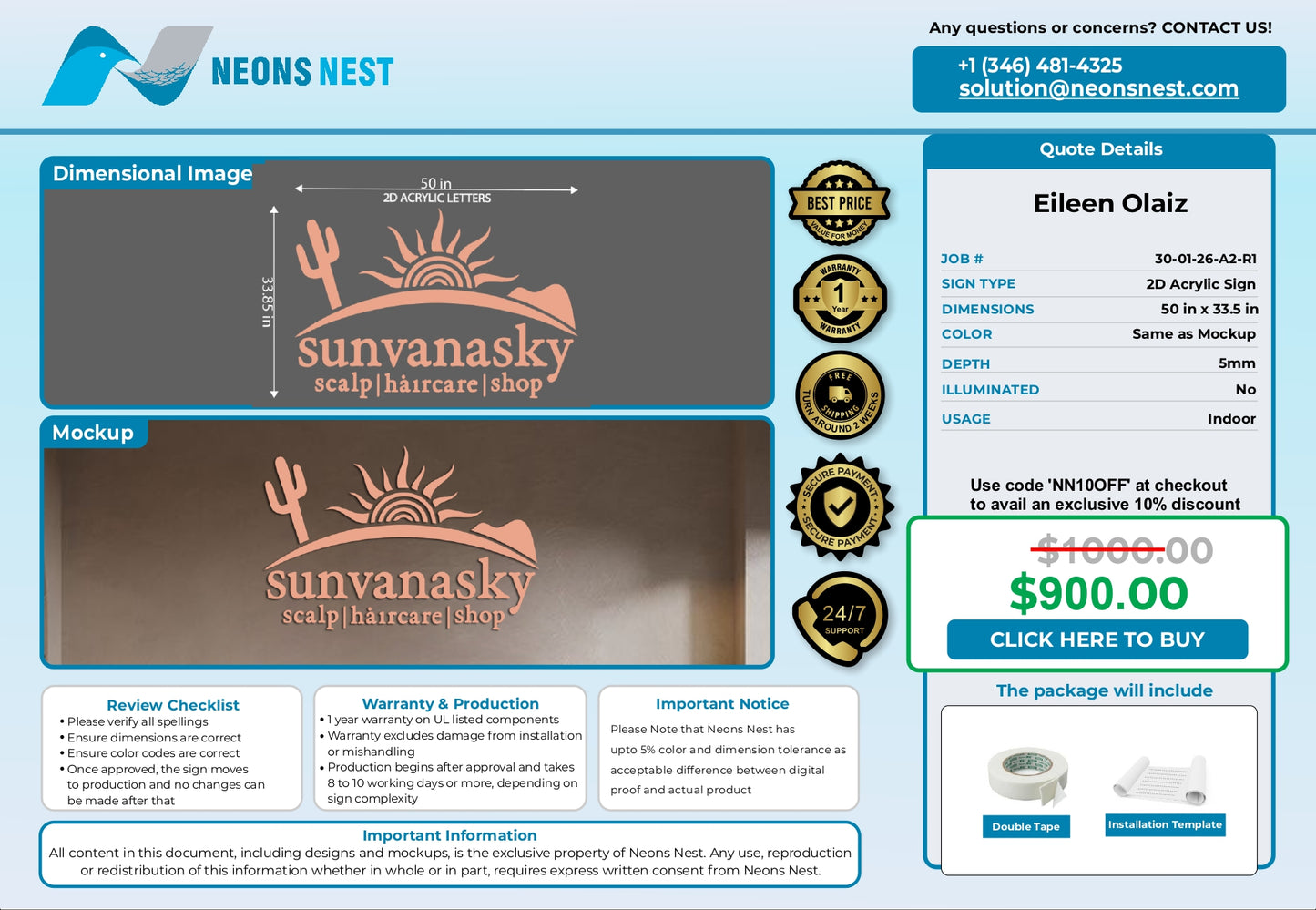 2D Acrylic Sign-Sunvanasky scalp|haircare|shop