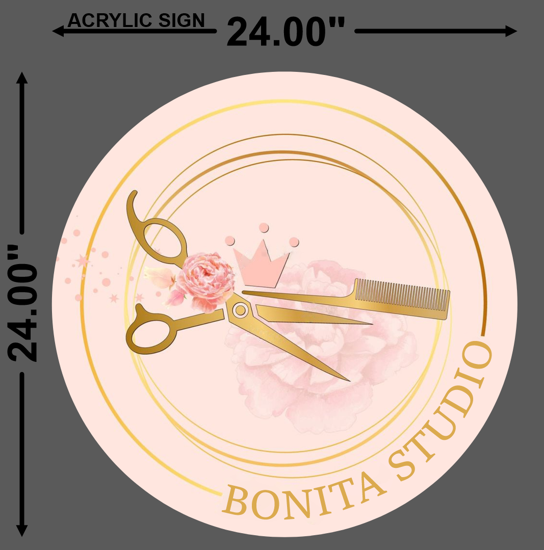 Round Acrylic Sign for Bonita Studio