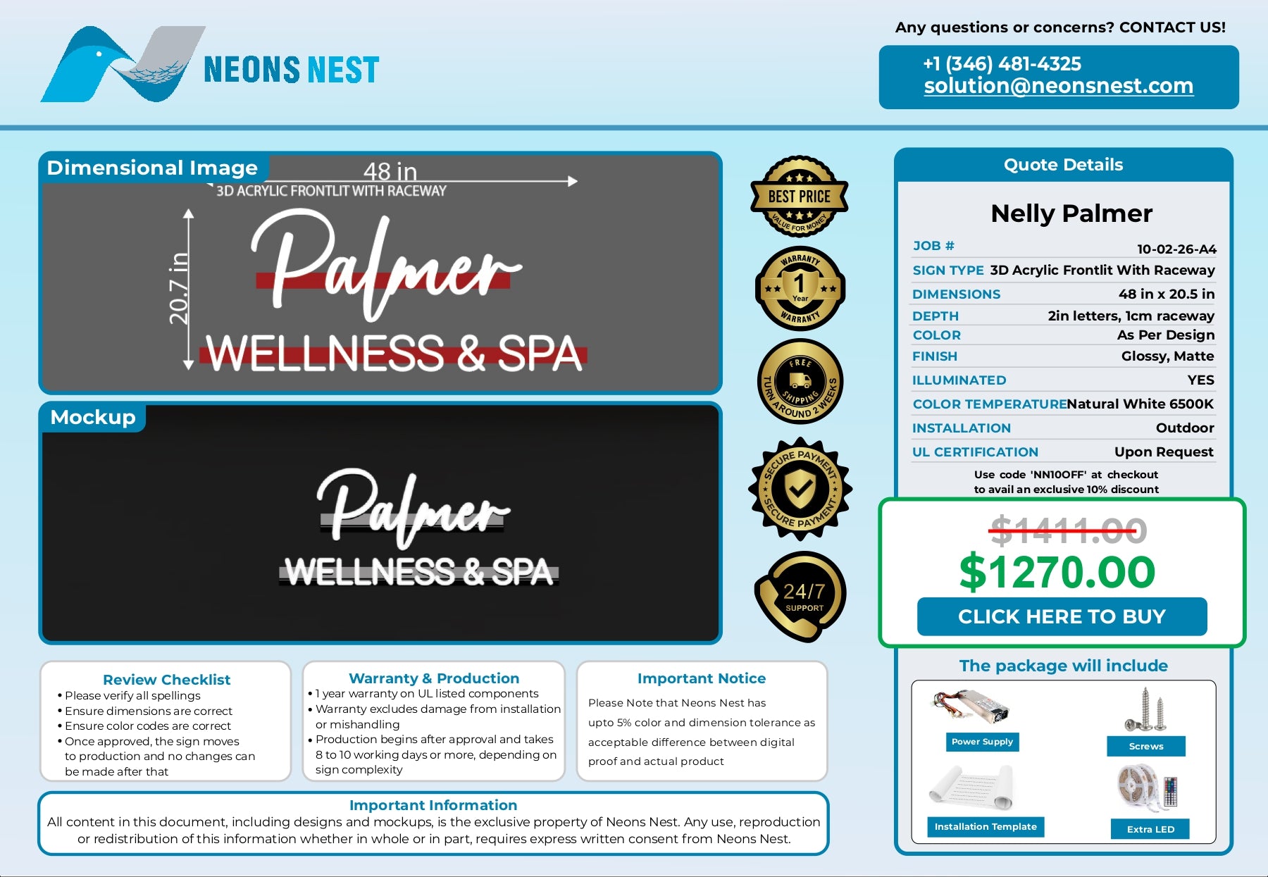 3D Acrylic Front-lit With Raceway-Palmer Wellness & Spa - Neonsnest.com
