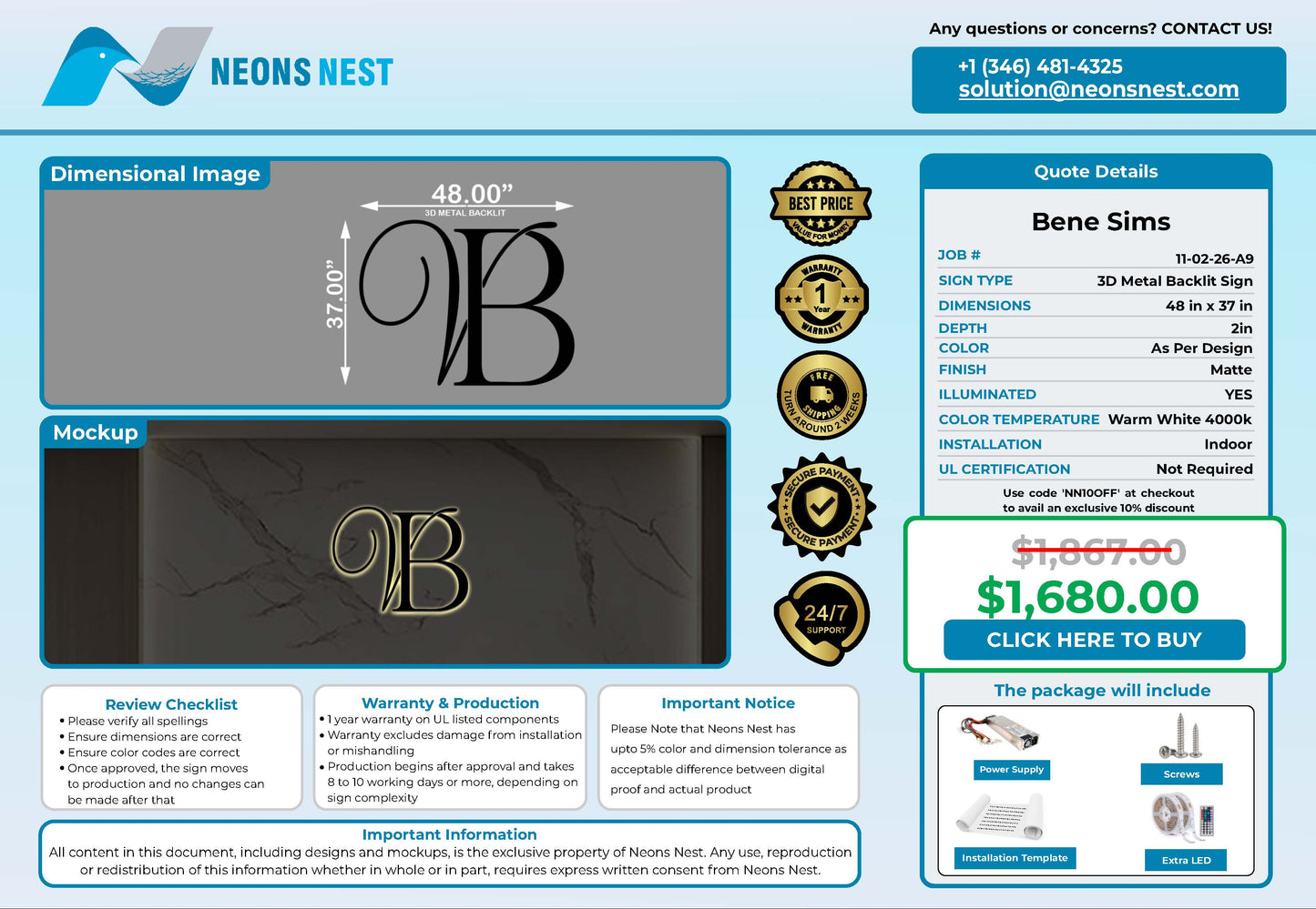 VeraBené Esthetics & Skincare 3D Metal Backlit Sign - Neonsnest.com