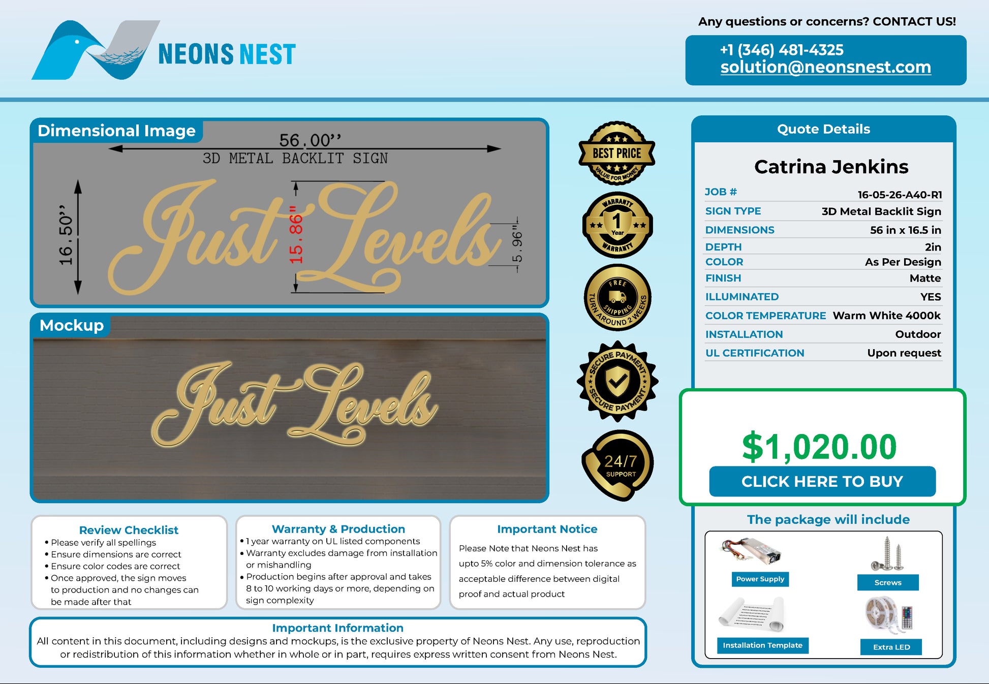 Just Levels 3D Metal Backlit Sign - Neonsnest.com