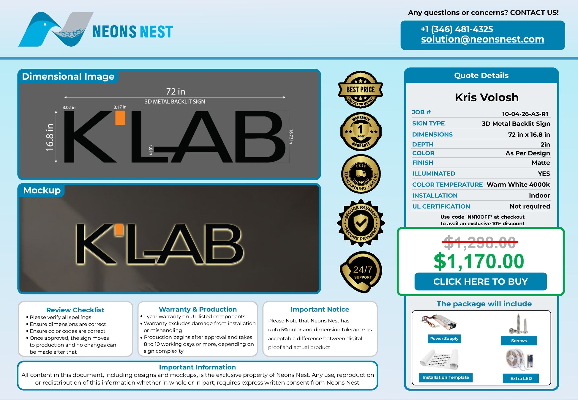 K ‘ LAB new york 3D Metal Back-Lit - Neonsnest.com