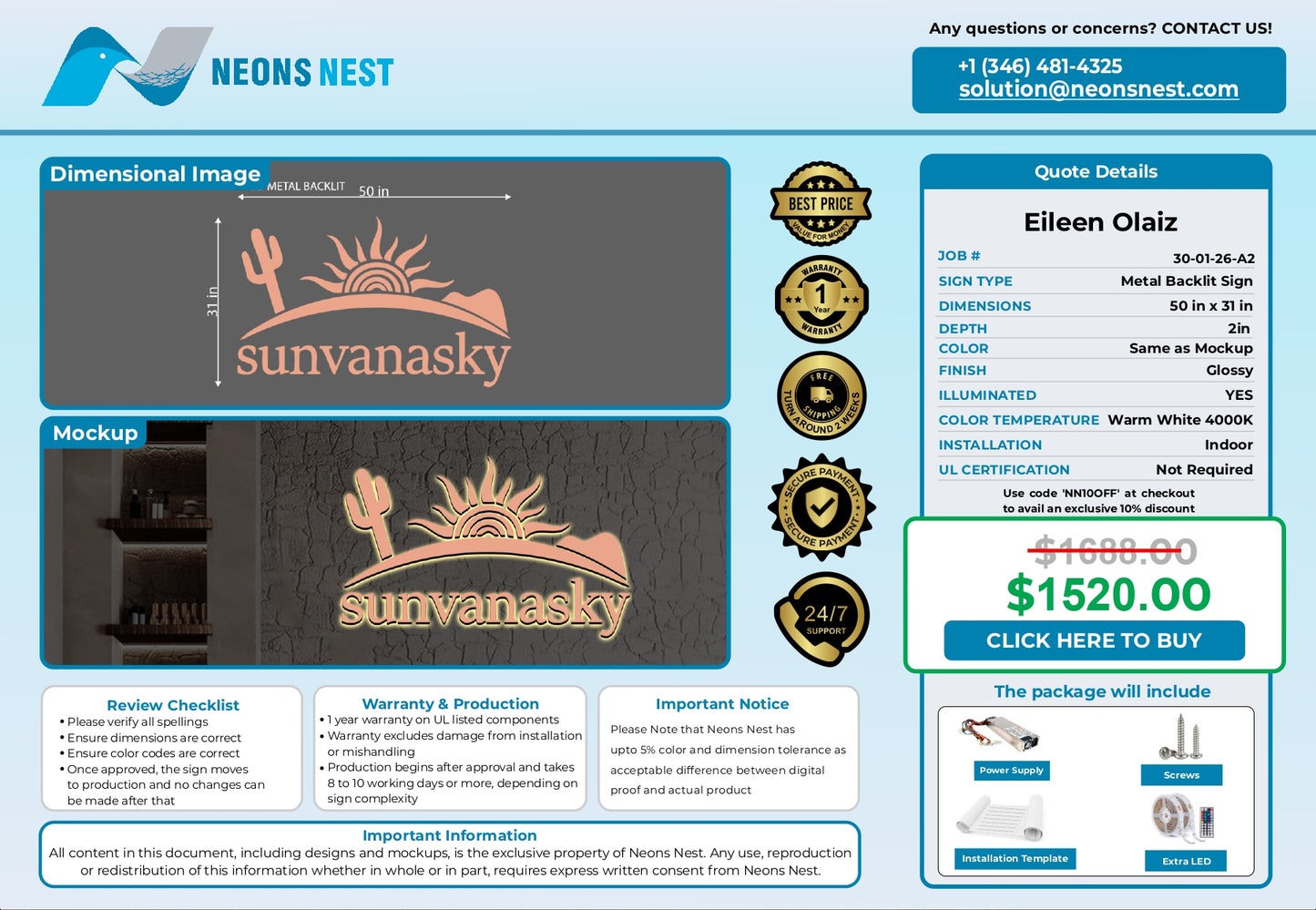 3D Metal Back-lit Sign-Sunvanasky