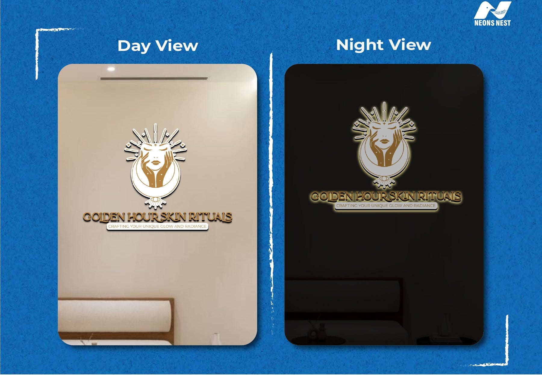 3D Metal Backlit Sign-Golden Hour Skin Rituals - Neonsnest.com