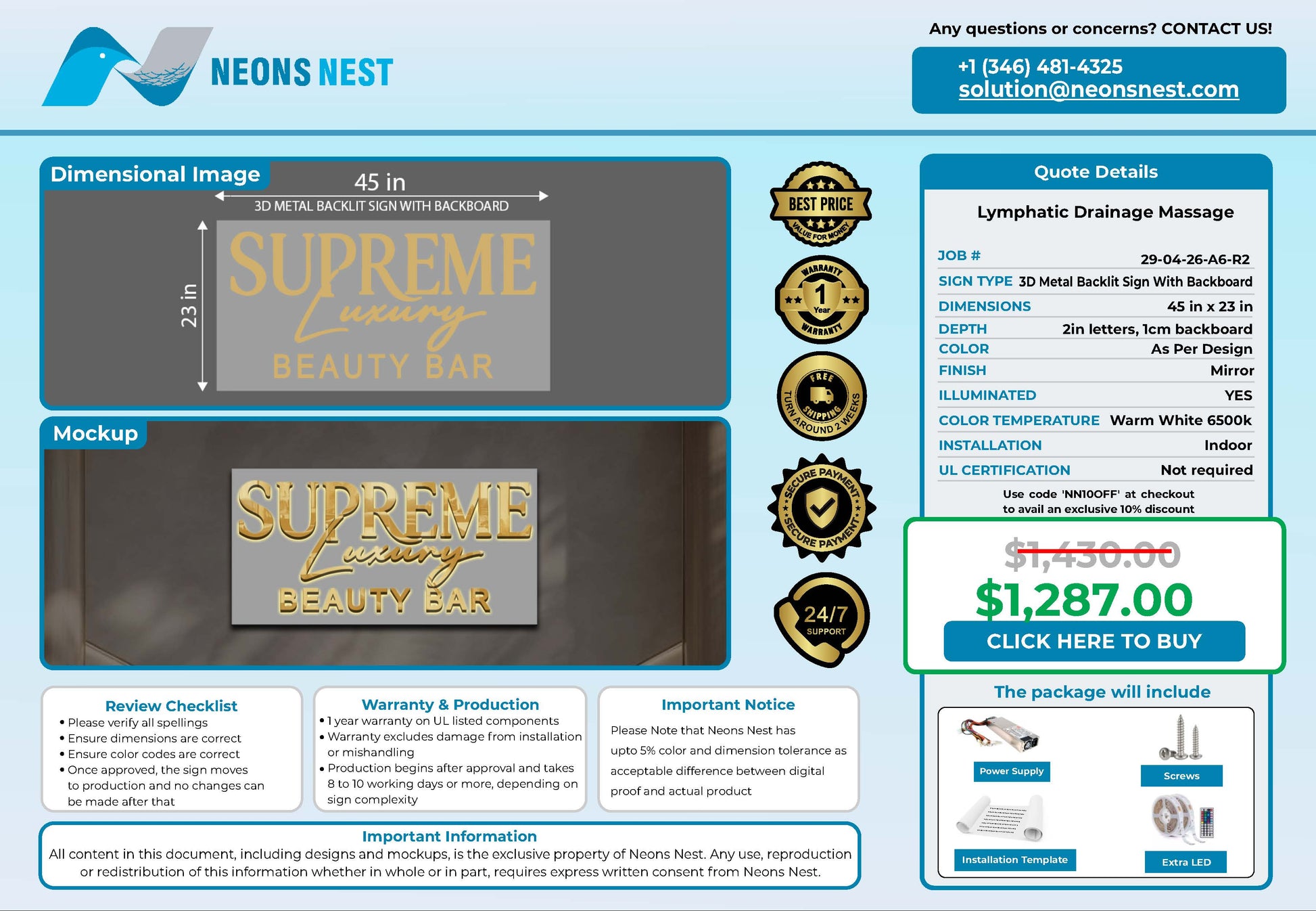 Supreme Luxury 3D Metal Backlit with Frosted Backboard - Neonsnest.com