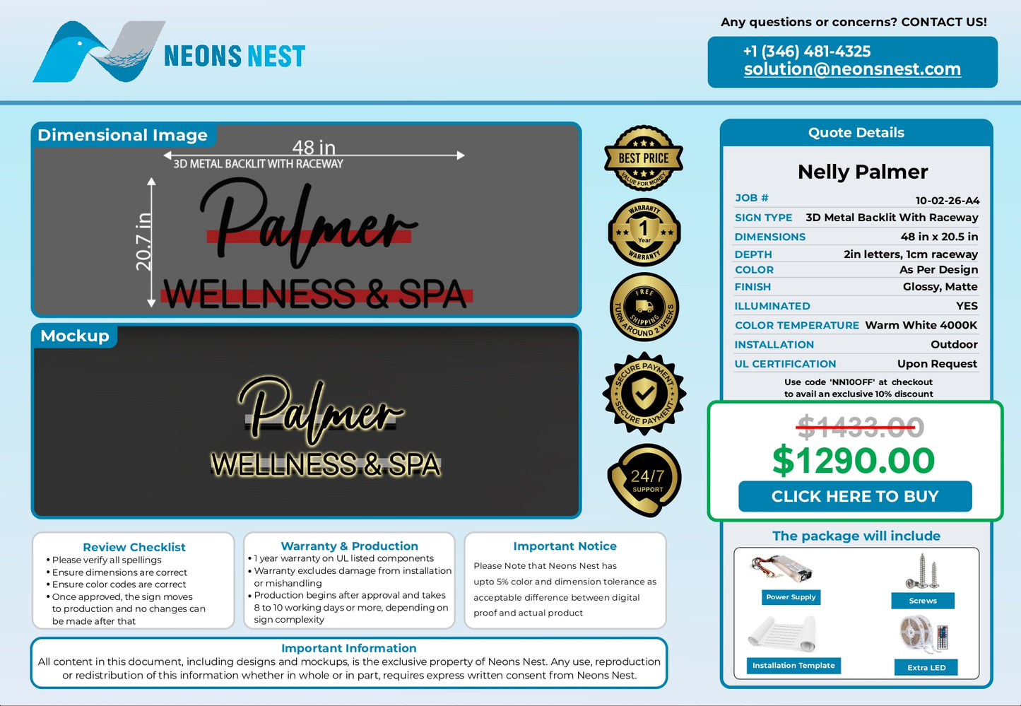 3D Metal Back-lit With Raceway-Palmer Wellness & Spa