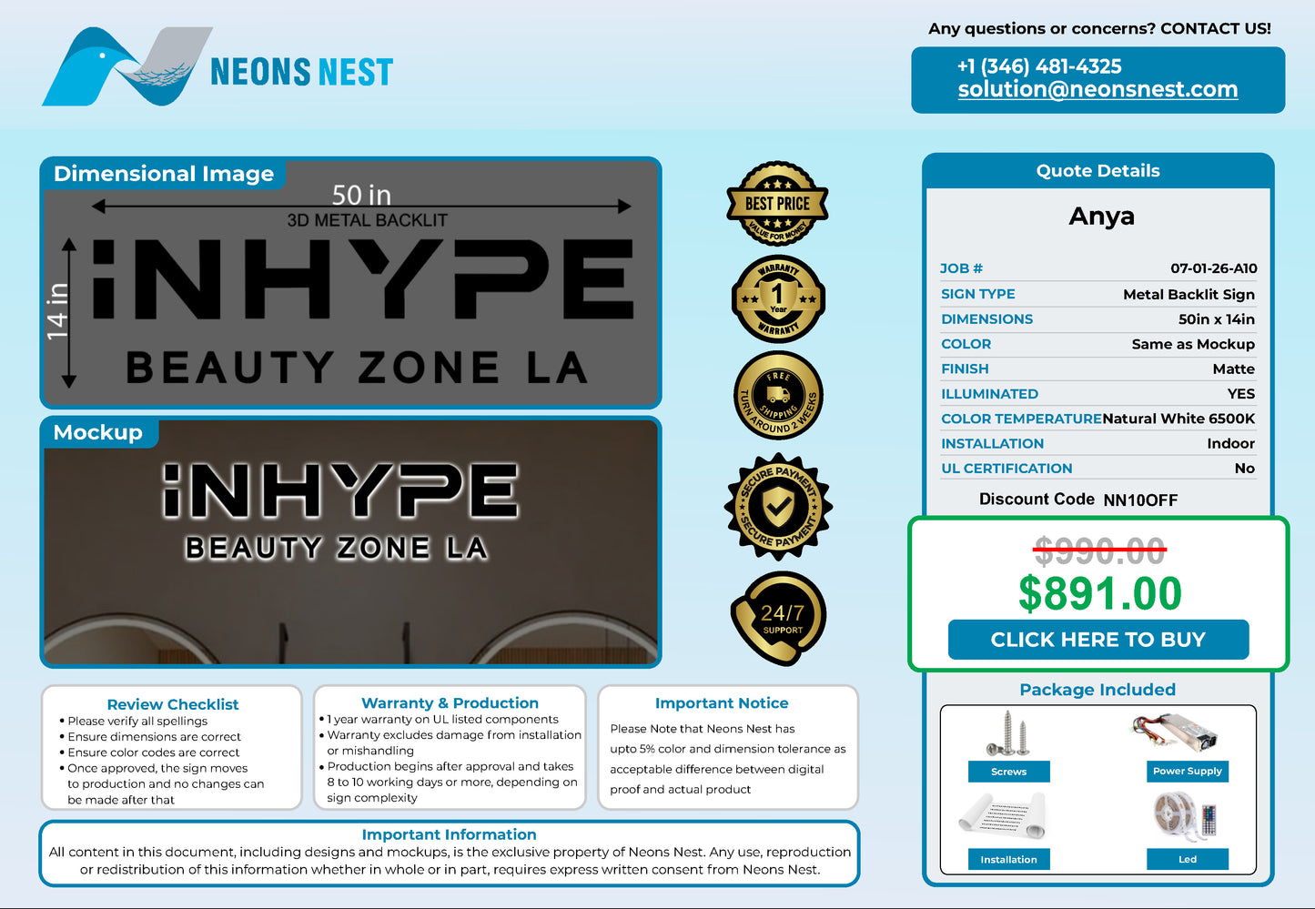iNHYPE 3D Metal Backlit - Neonsnest.com
