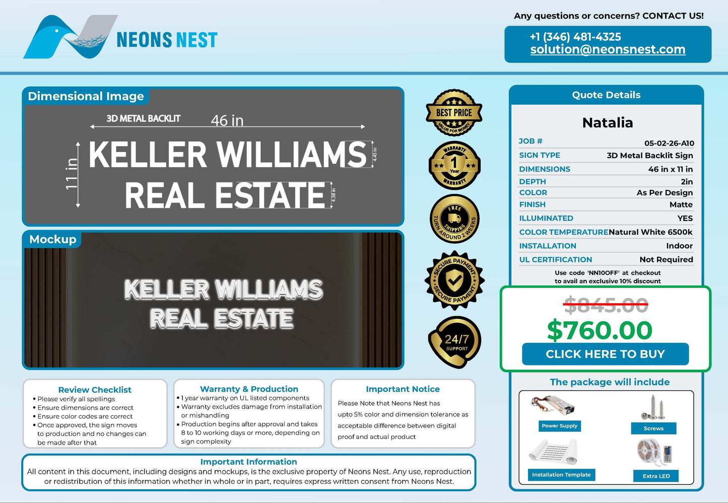 Keller Williams Real Estate 3D Metal Backlit for Option 2