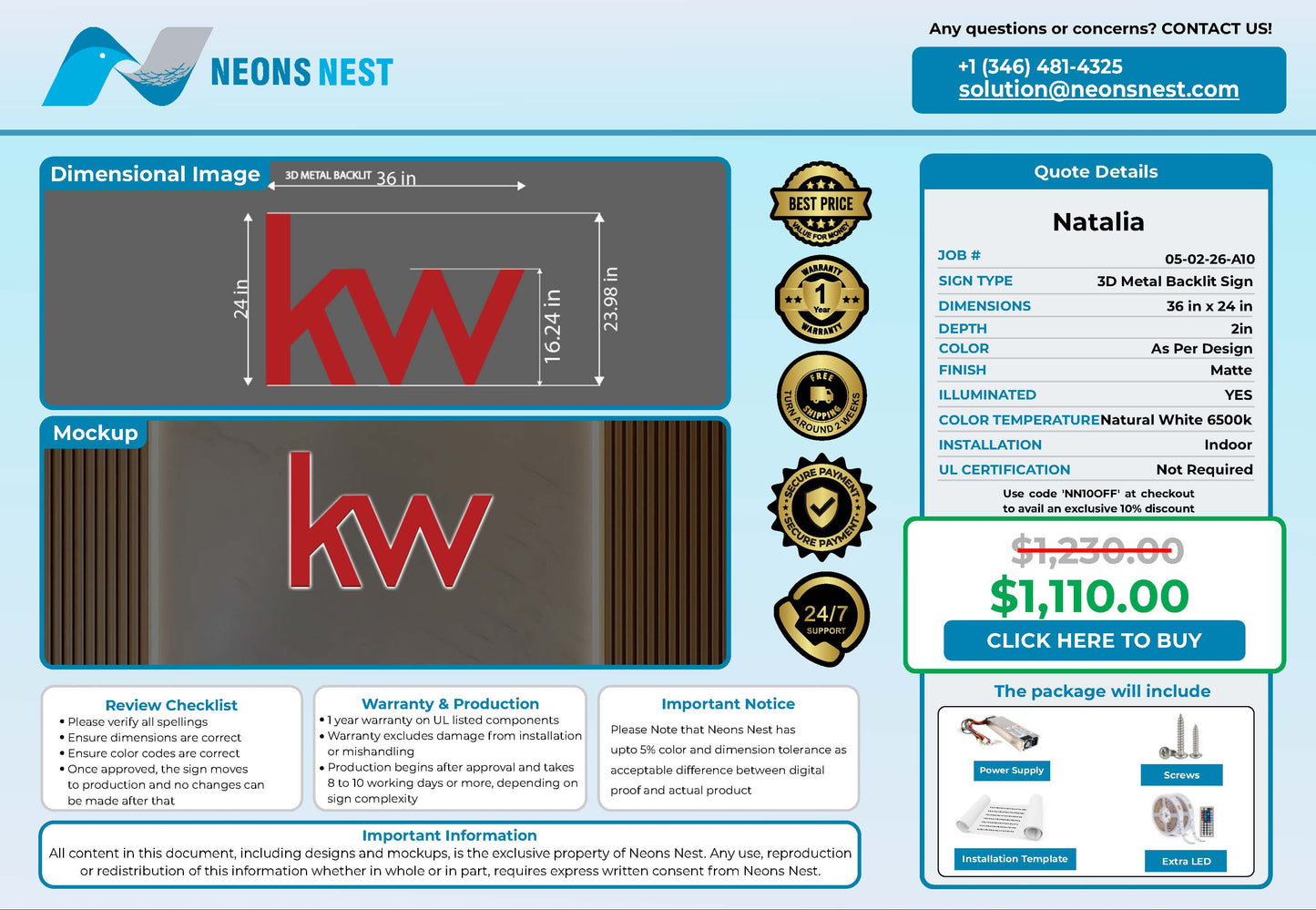 Keller Williams Real Estate 3D Metal Backlit Indoor
