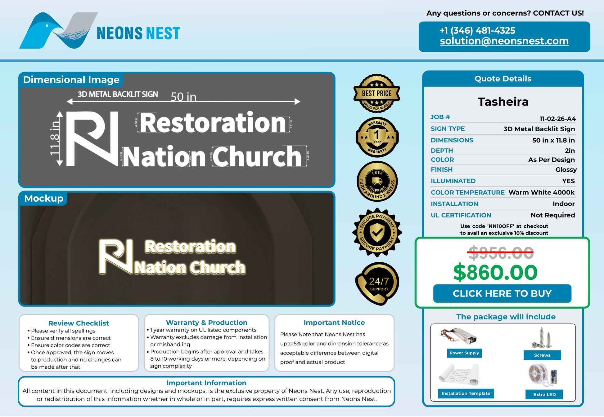 Restoration Nation Church 3D Metal Back-Lit - Neonsnest.com