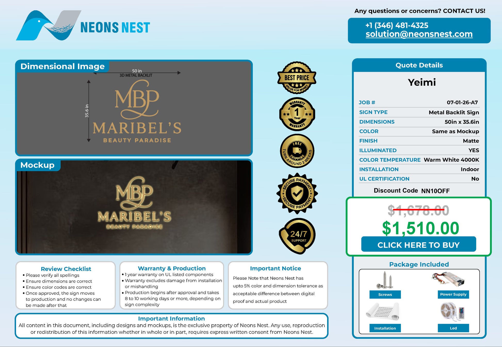 Maribel’s Beauty Paradise 3D Metal backlit Sign - Neonsnest.com