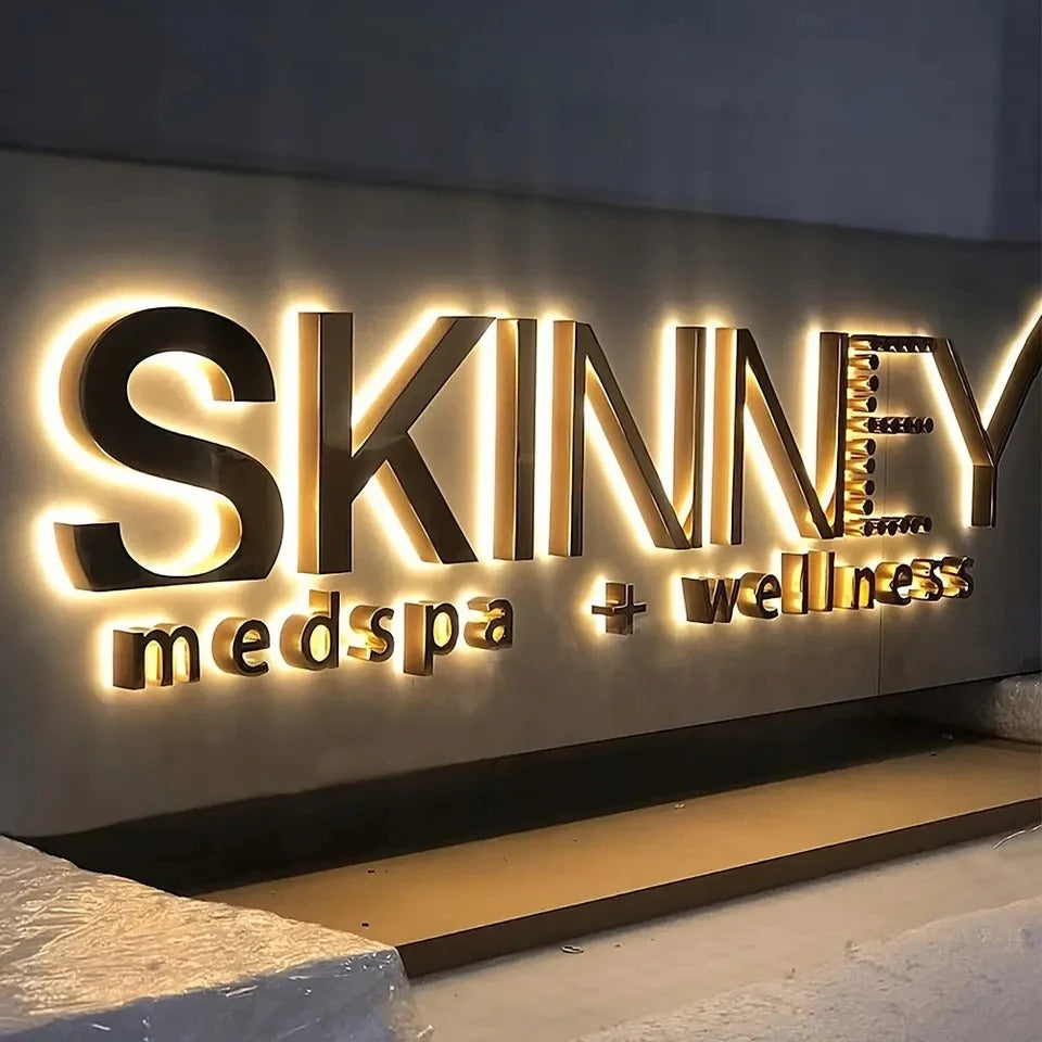 Backlit 3D metal sign for wellness spa