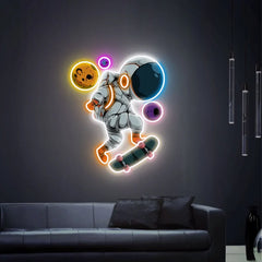 Astronaut on Skateboard UV Neon Sign