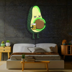 Avocado with Beer UV Neon Sign