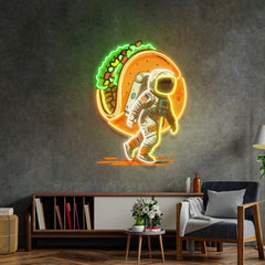 Astronaut Delivering Burger UV Neon Sign