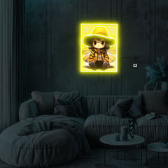 Girl with Hat UV Neon Sign