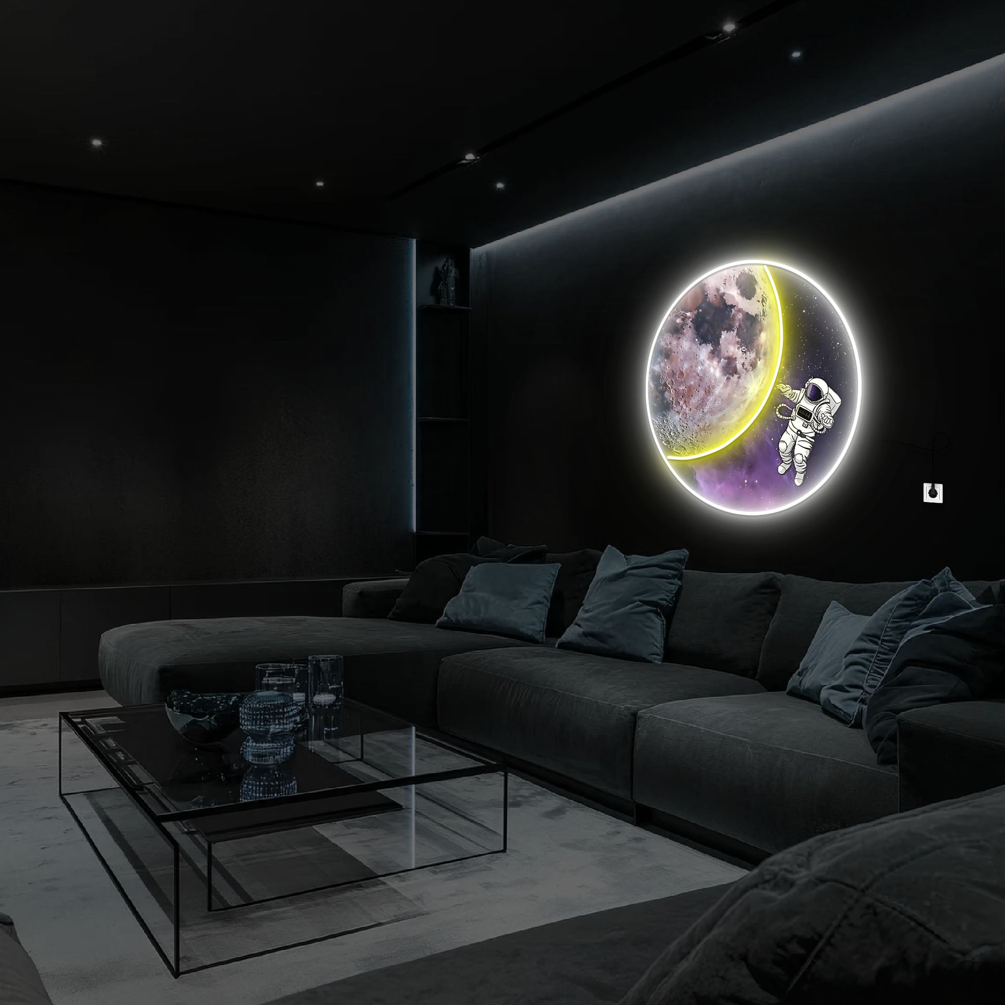 Moon & Astronaut UV Neon Sign