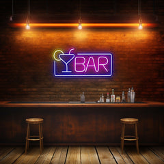 Bar with Cocktail Glass Neon Sign