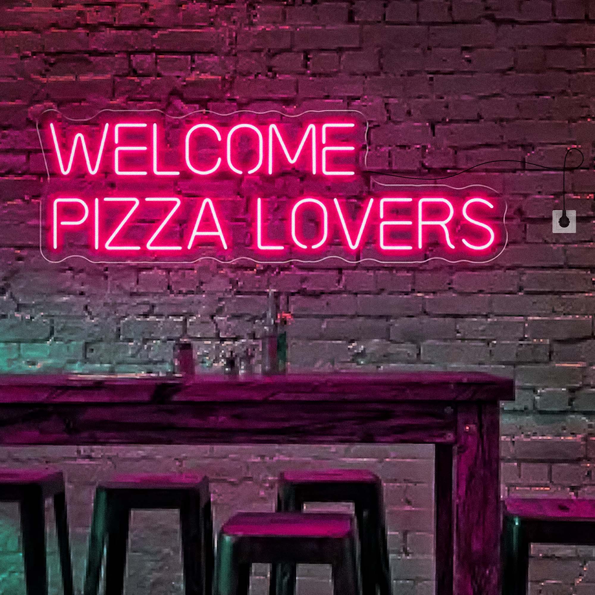 Welcome Pizza Lovers Neon Sign