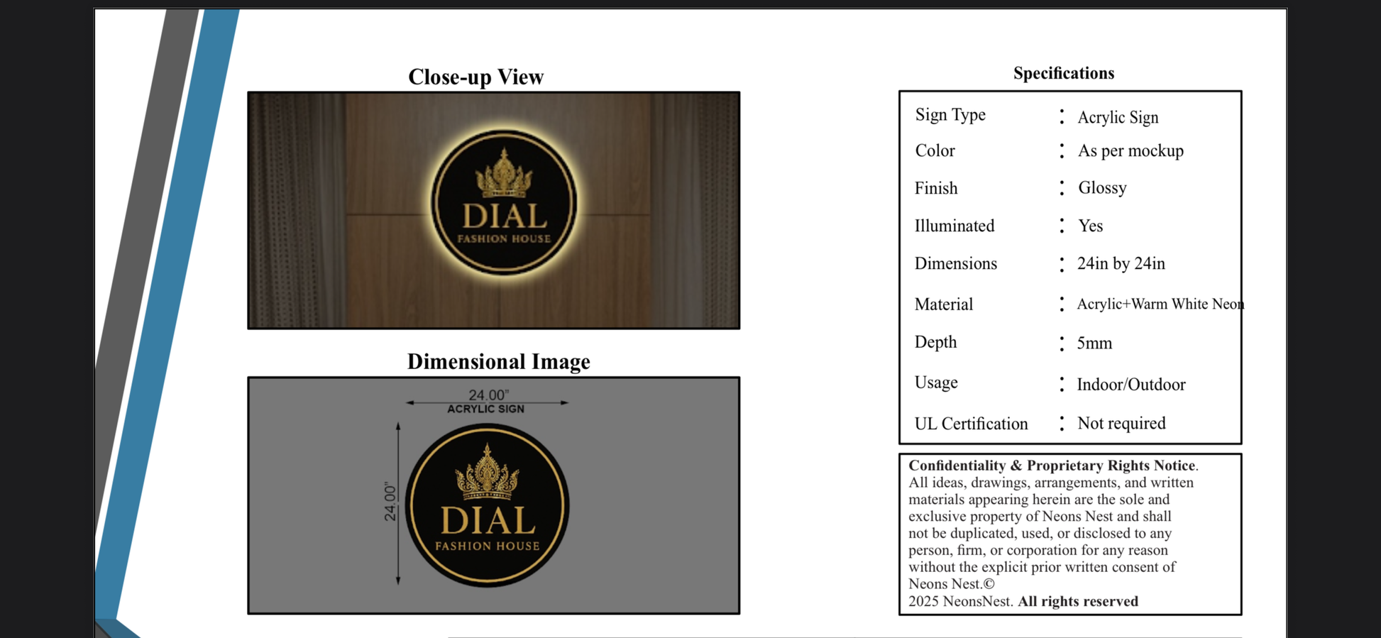 Dial Fashion House LLC Round Acrylic Sign - Neonsnest.com