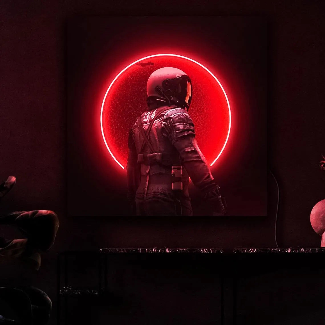 Astronaut on Moon UV Neon Sign