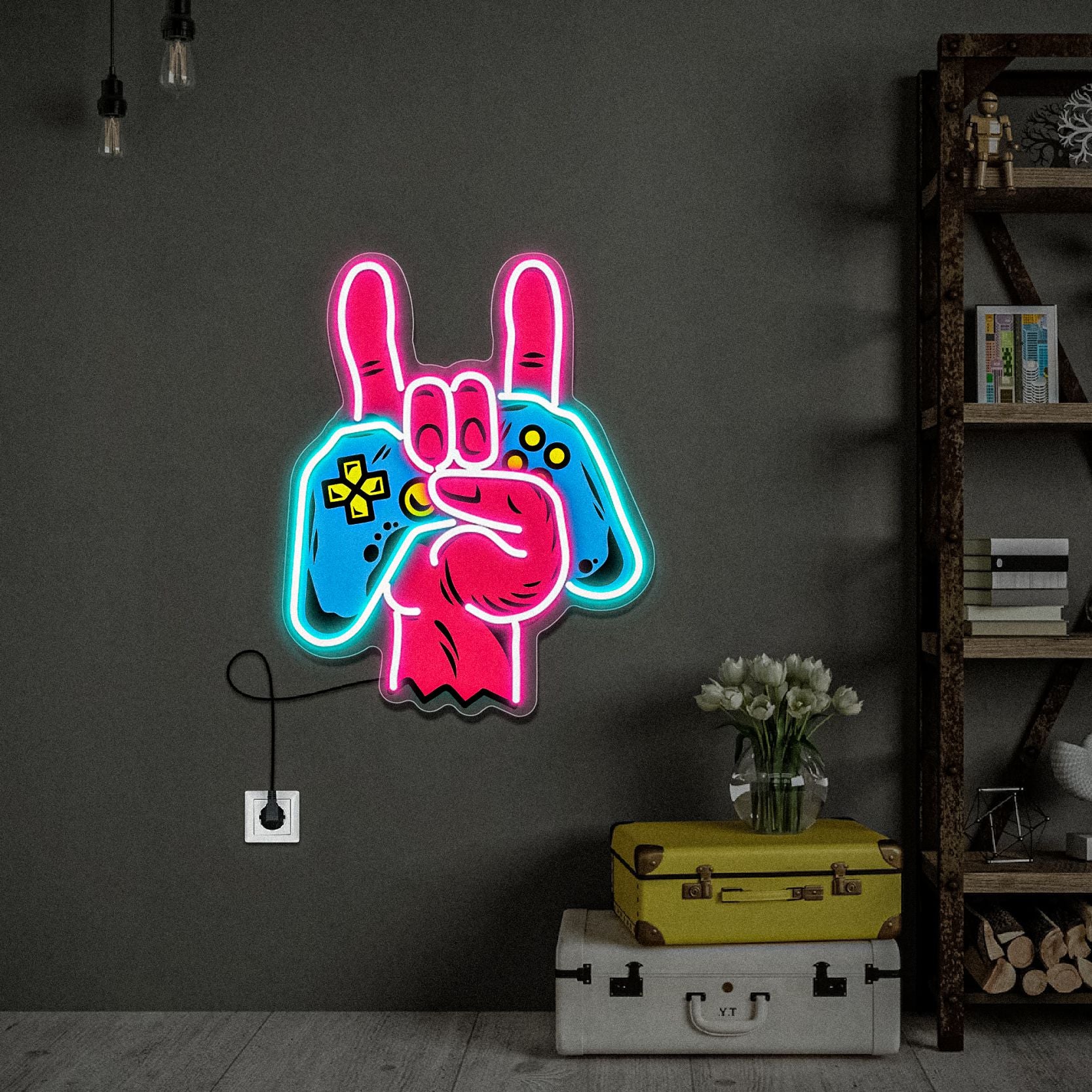 Gaming Handle UV Neon Sign