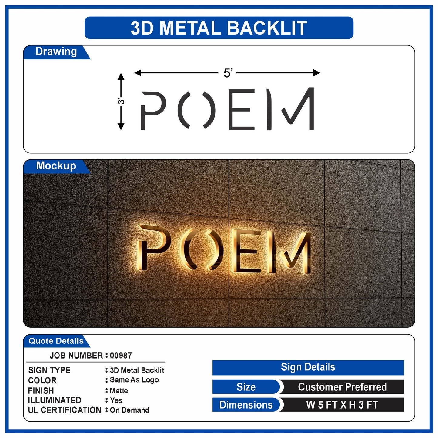 Custom Sign for Jackson Preston, Large Custom Metal Signs With Backlight - Neonsnest.com