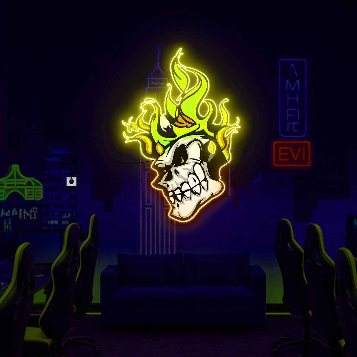 Skull UV Neon Sign