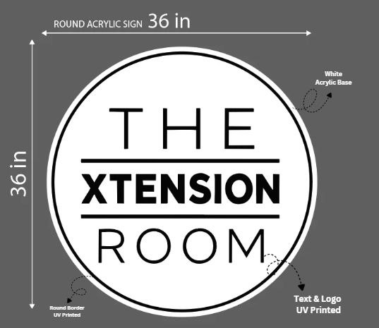 The Xentension Room Round Acrylic Sign 36x36" White Backlight - Neonsnest.com