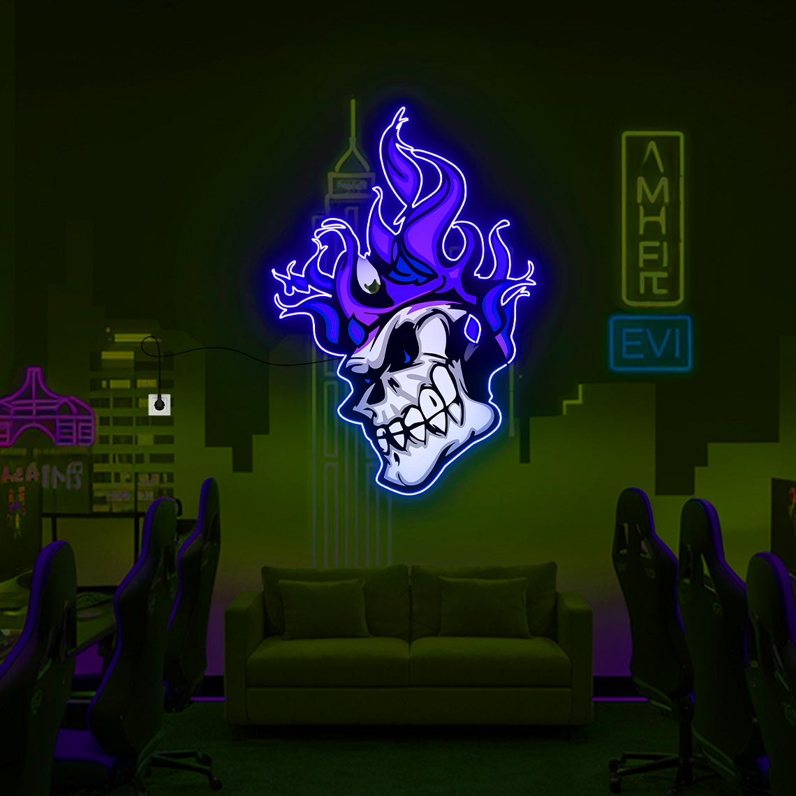 Skull UV Neon Sign