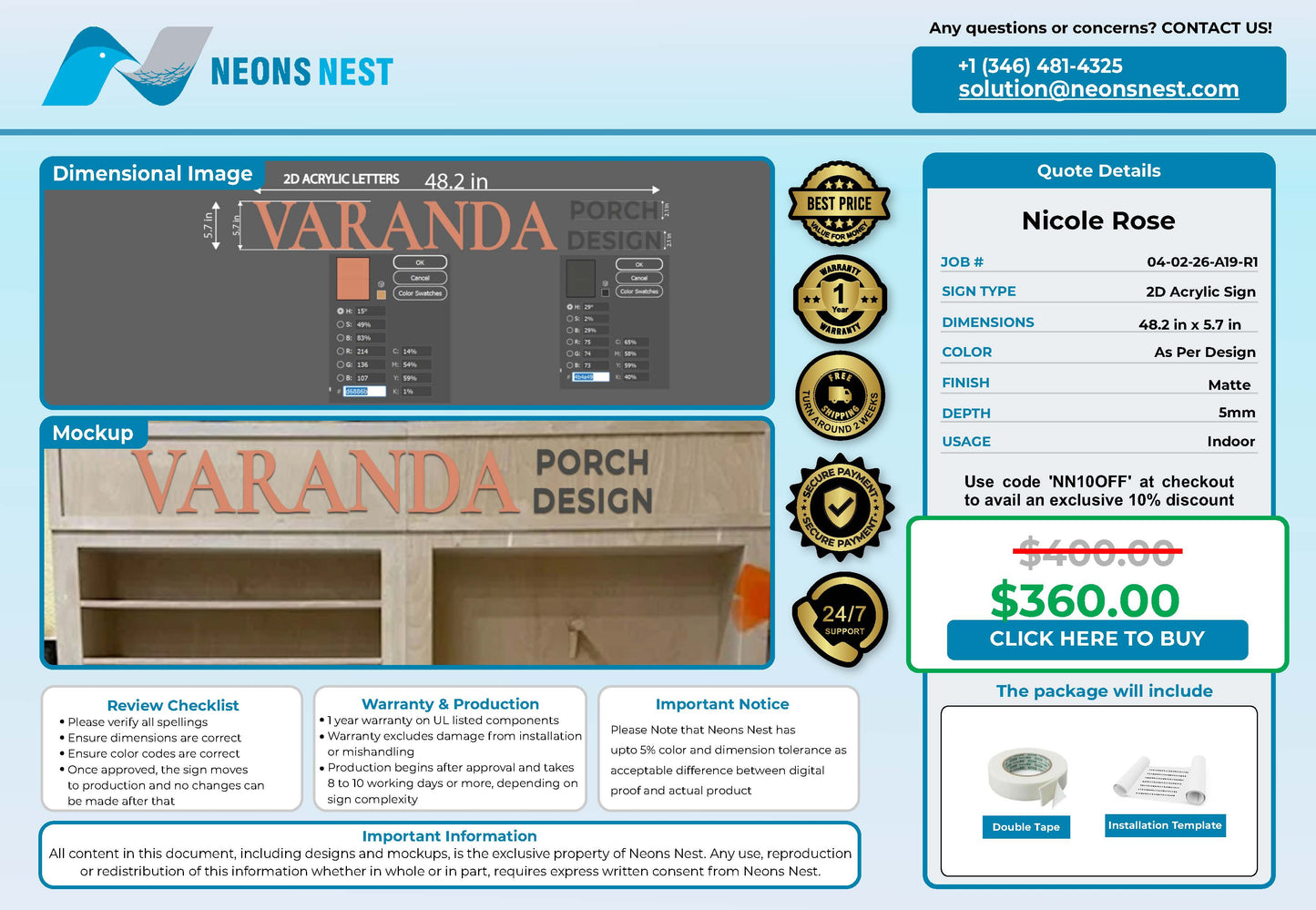 Varanda 2D Acrylic Sign - Neonsnest.com