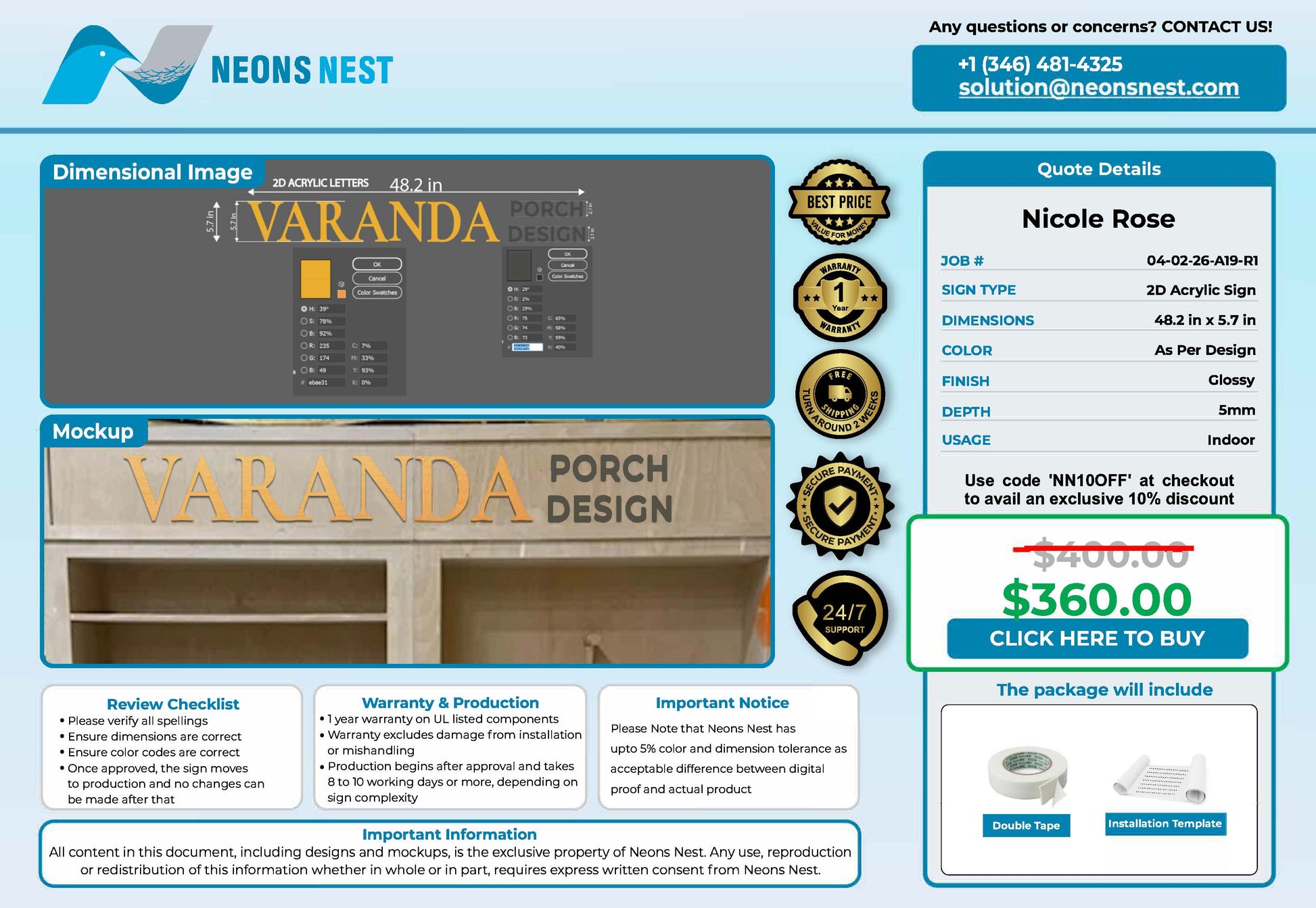 Varanda 2D Acrylic Sign - Neonsnest.com