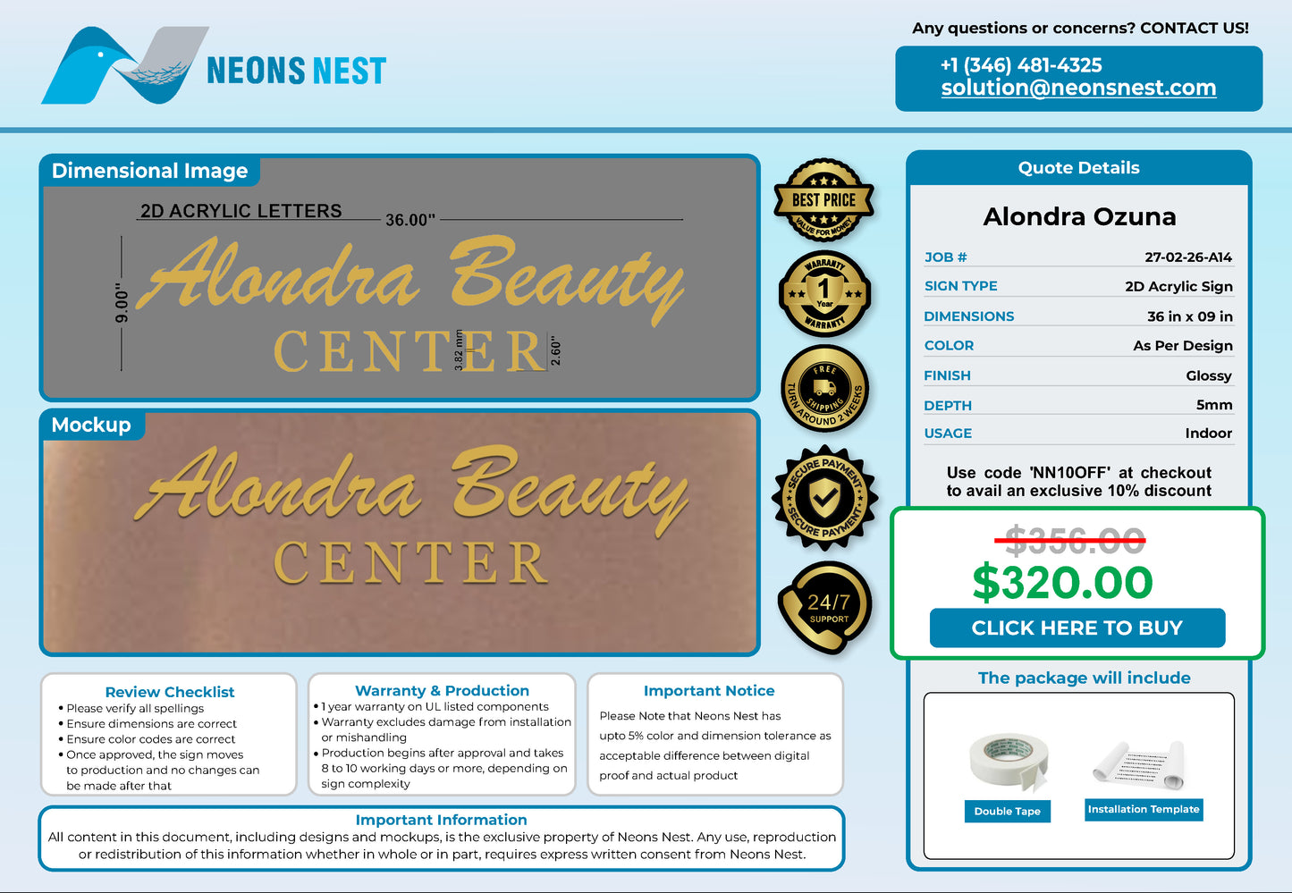 Alondra Beauty Center 2D Acrylic Letters - Neonsnest.com