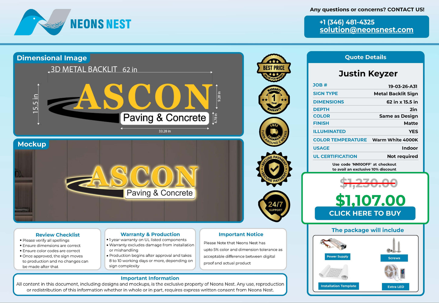 ASCON Paving & Concrete 3D Metal Backlit - Neonsnest.com