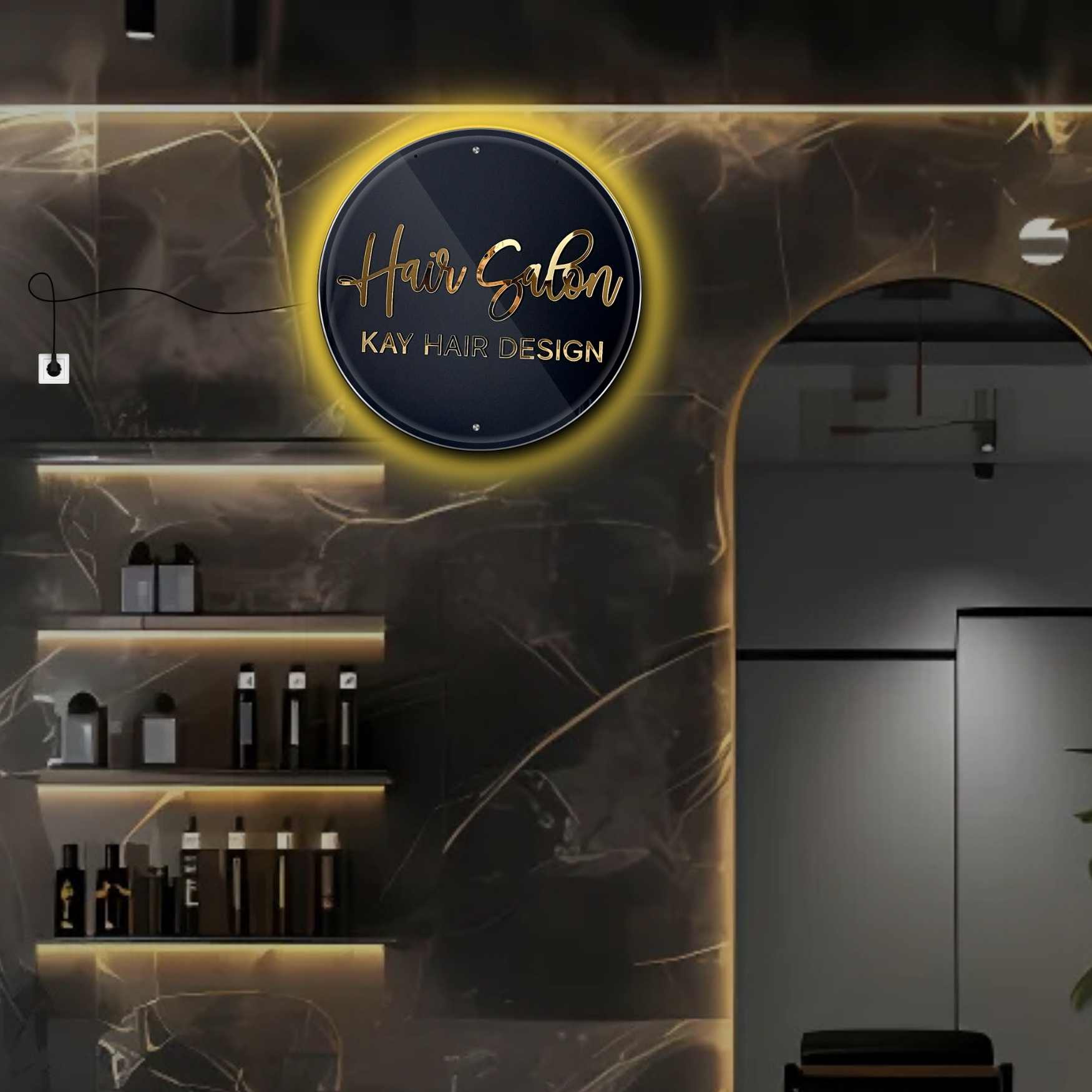 Acrylic Hair Salon Sign Wall