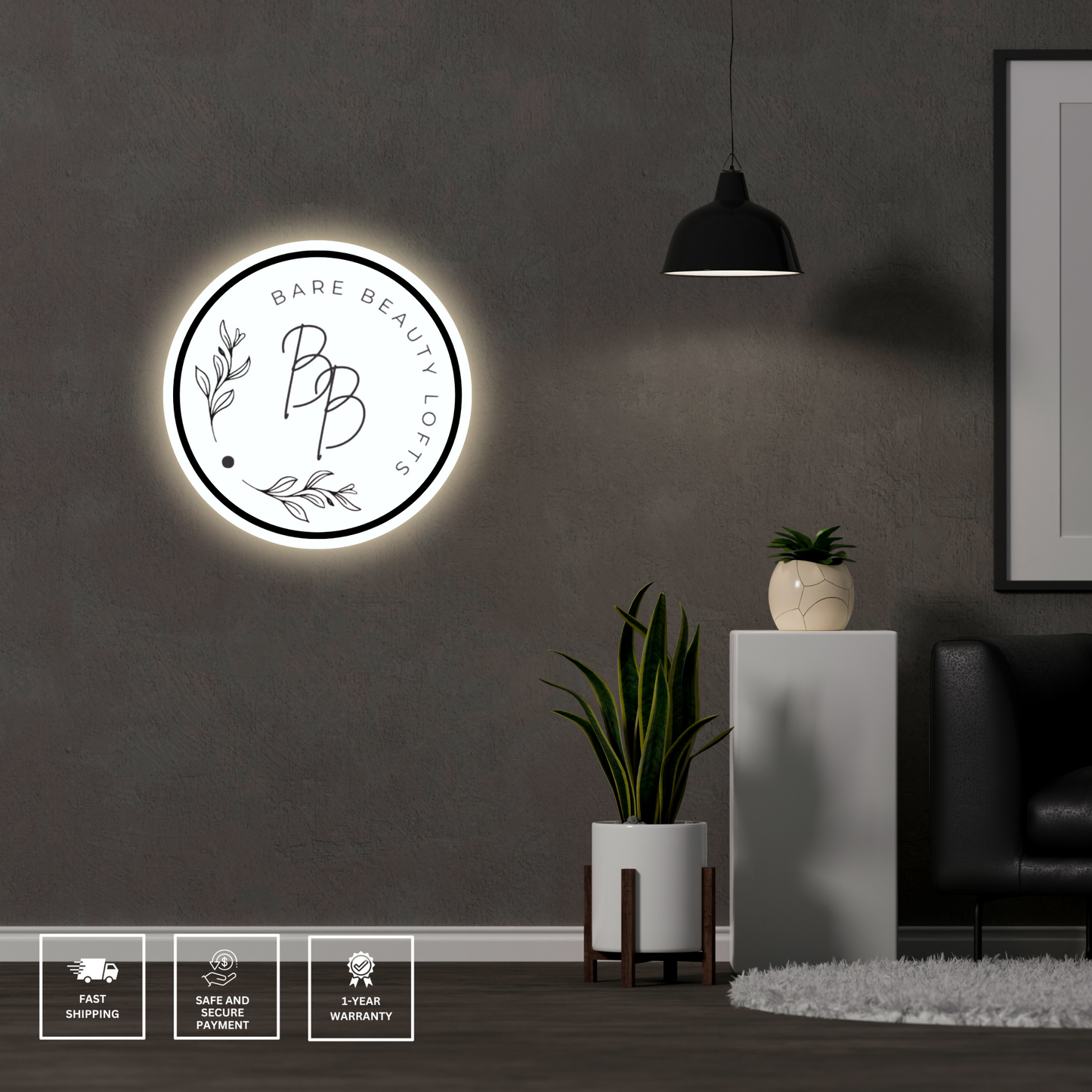 Bare Beauty Round Acrylic Sign - Neonsnest.com