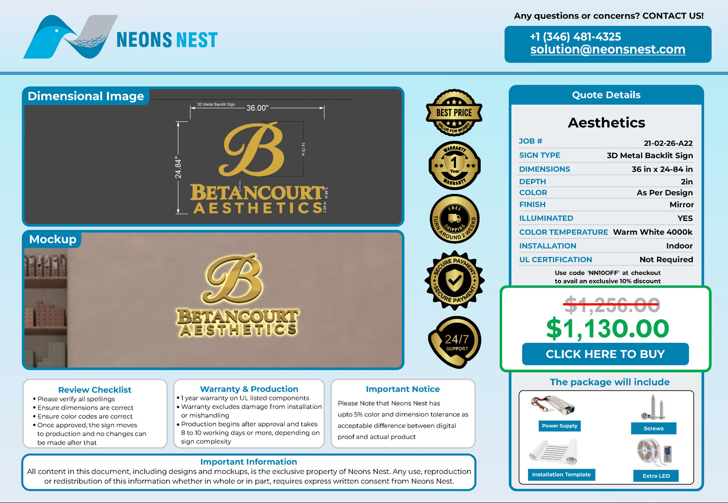 Aesthetics 3D Metal Backlit - Neonsnest.com
