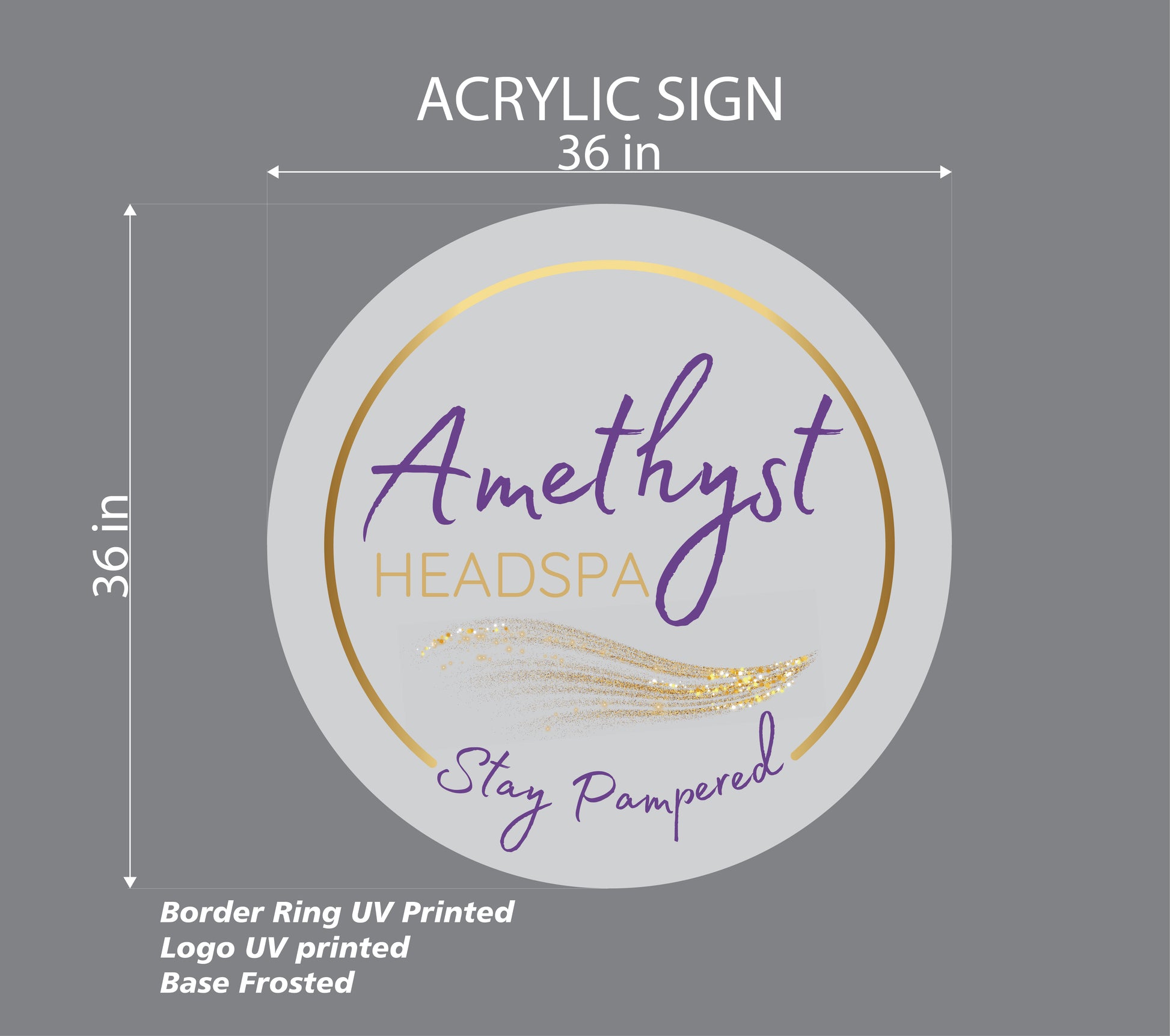 Amethyst Headspa RGB 36" Round Acrylic Sign New - Neonsnest.com