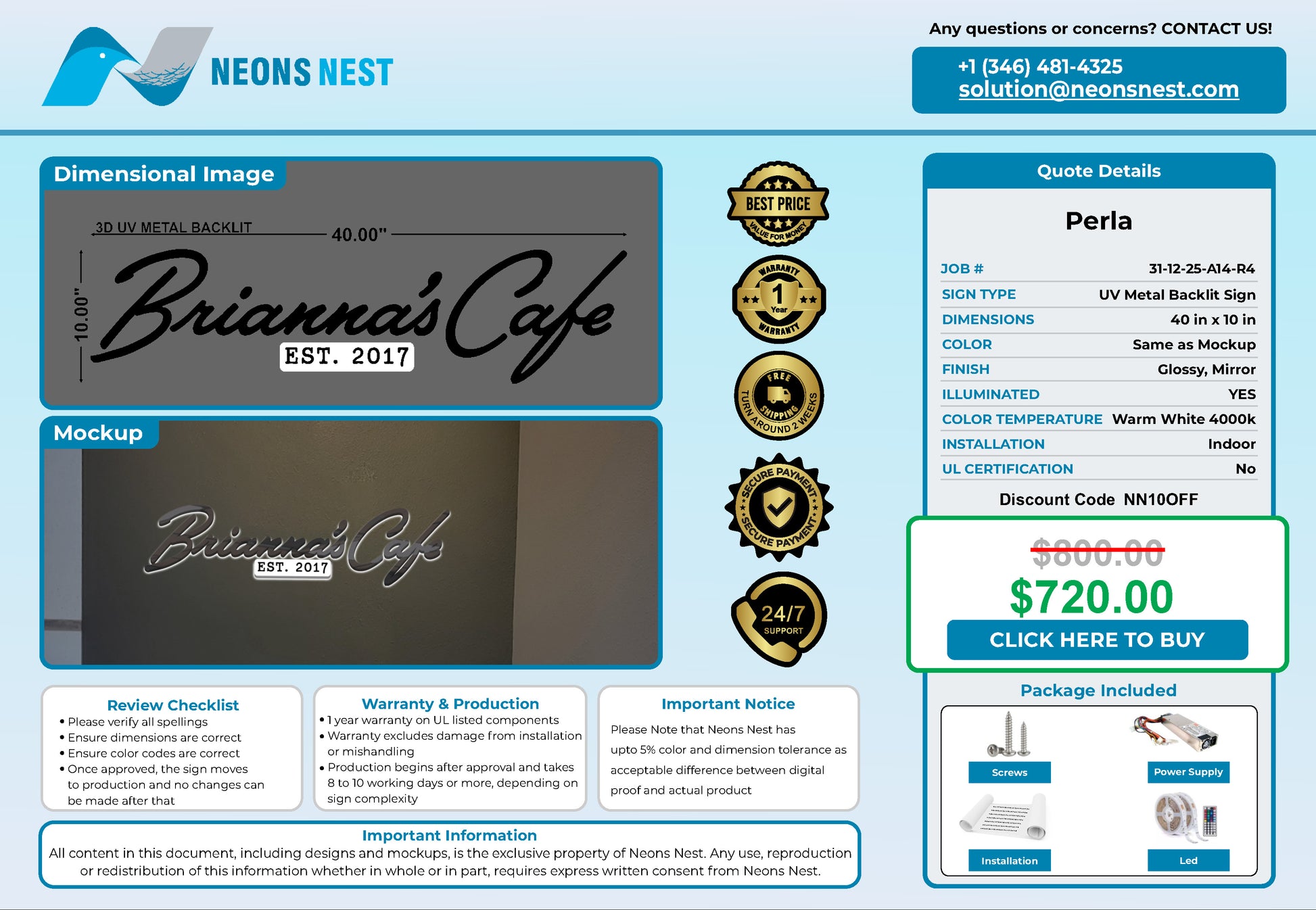 Brianna’s  3D Metal Backlit Sign - Neonsnest.com