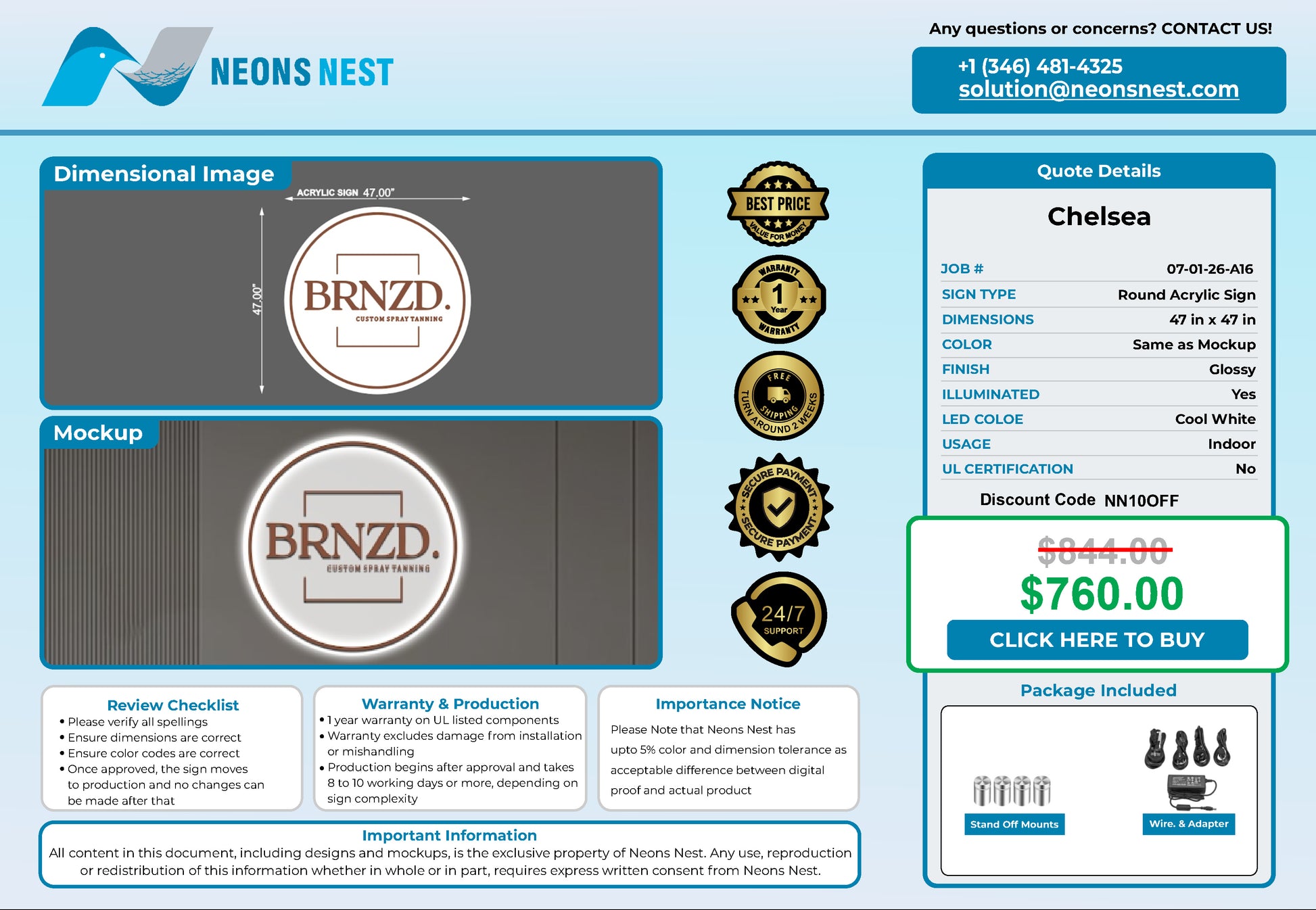 BRNZD. Round Acrylic Sign - Neonsnest.com
