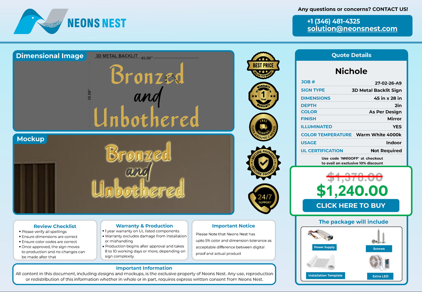 Bronzed and unbothered 3D Metal Back-Lit - Neonsnest.com