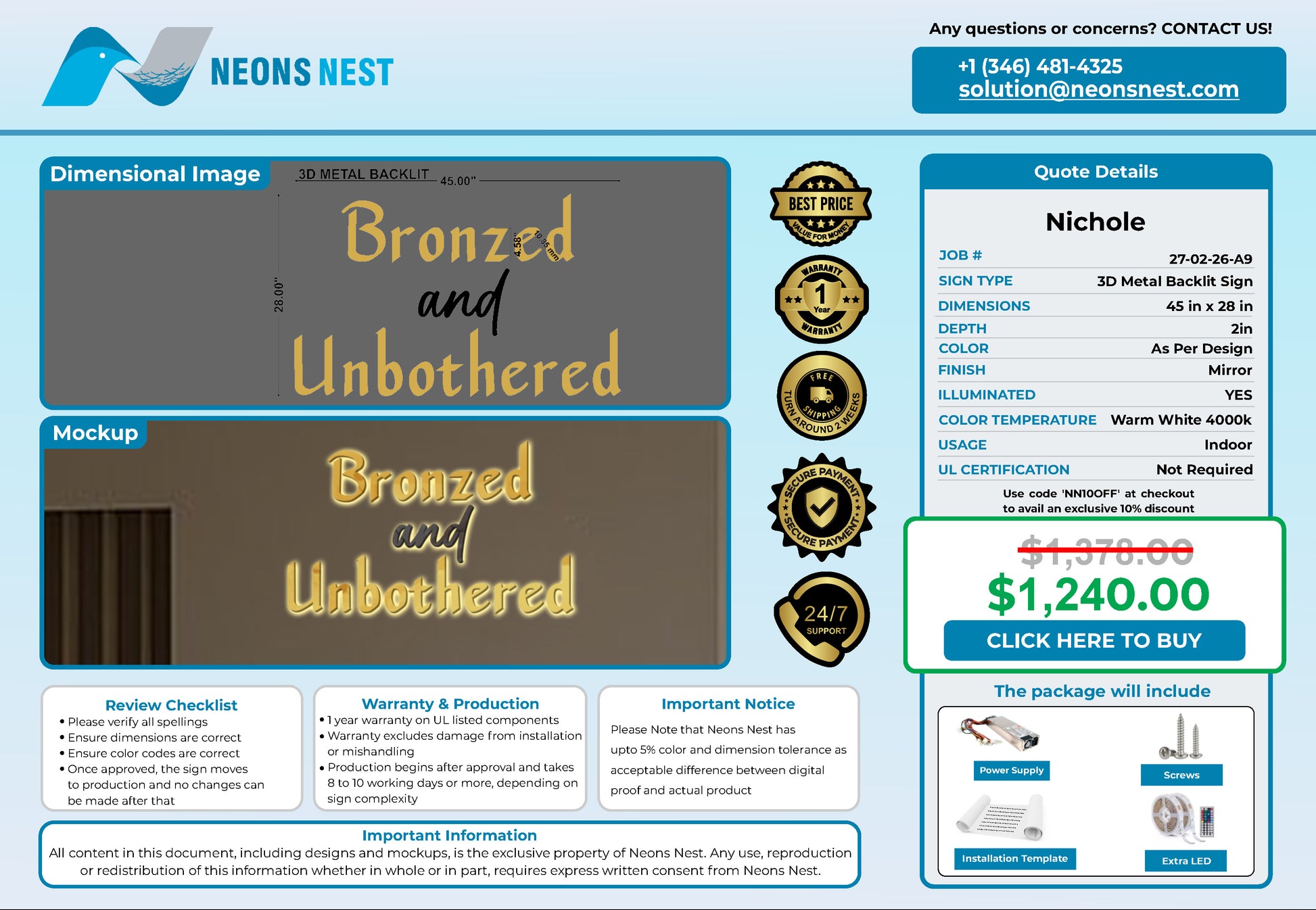 Bronzed and unbothered 3D Metal Back-Lit - Neonsnest.com