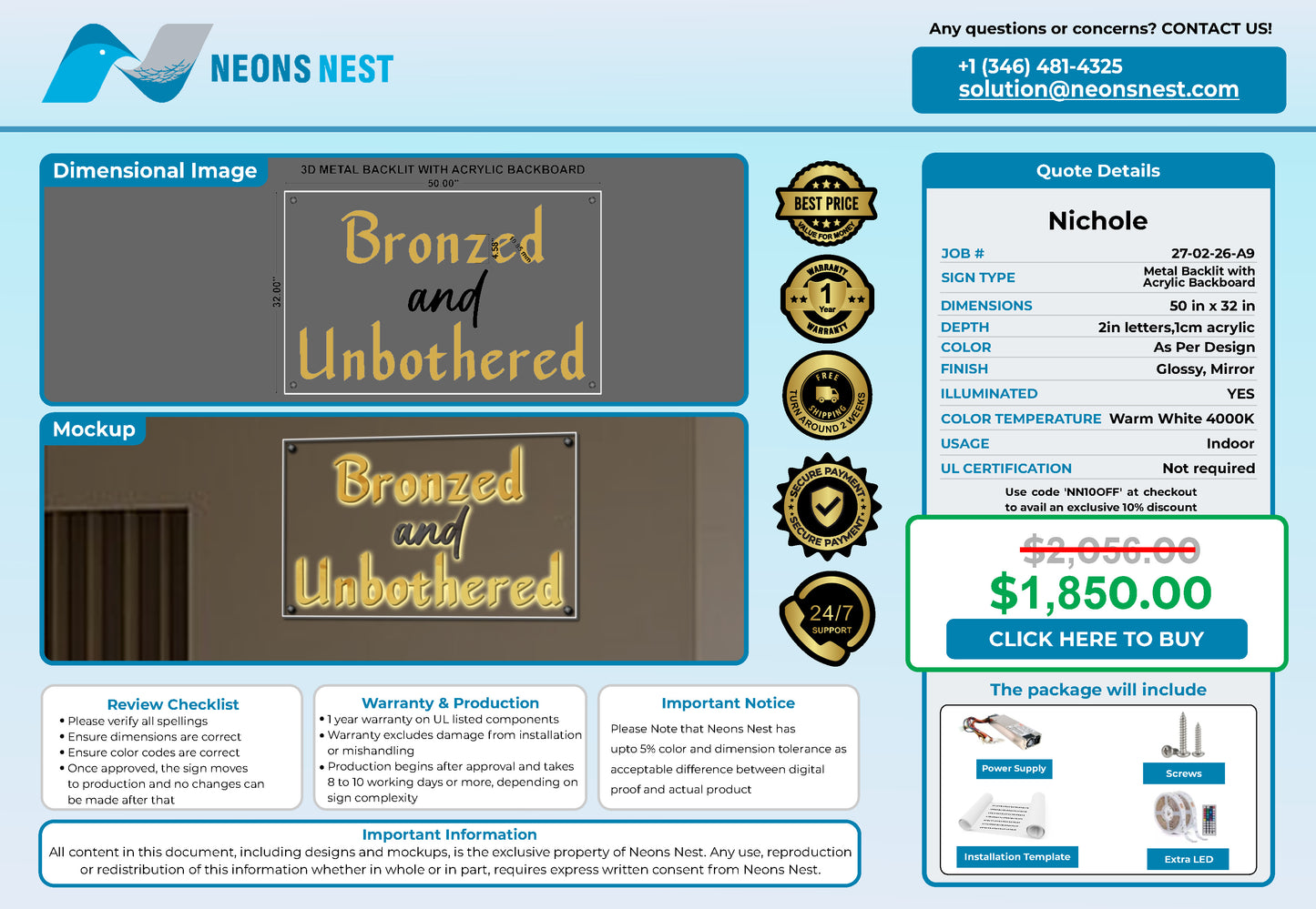 Bronzed and unbothered 3D Metal Back-Lit - Neonsnest.com