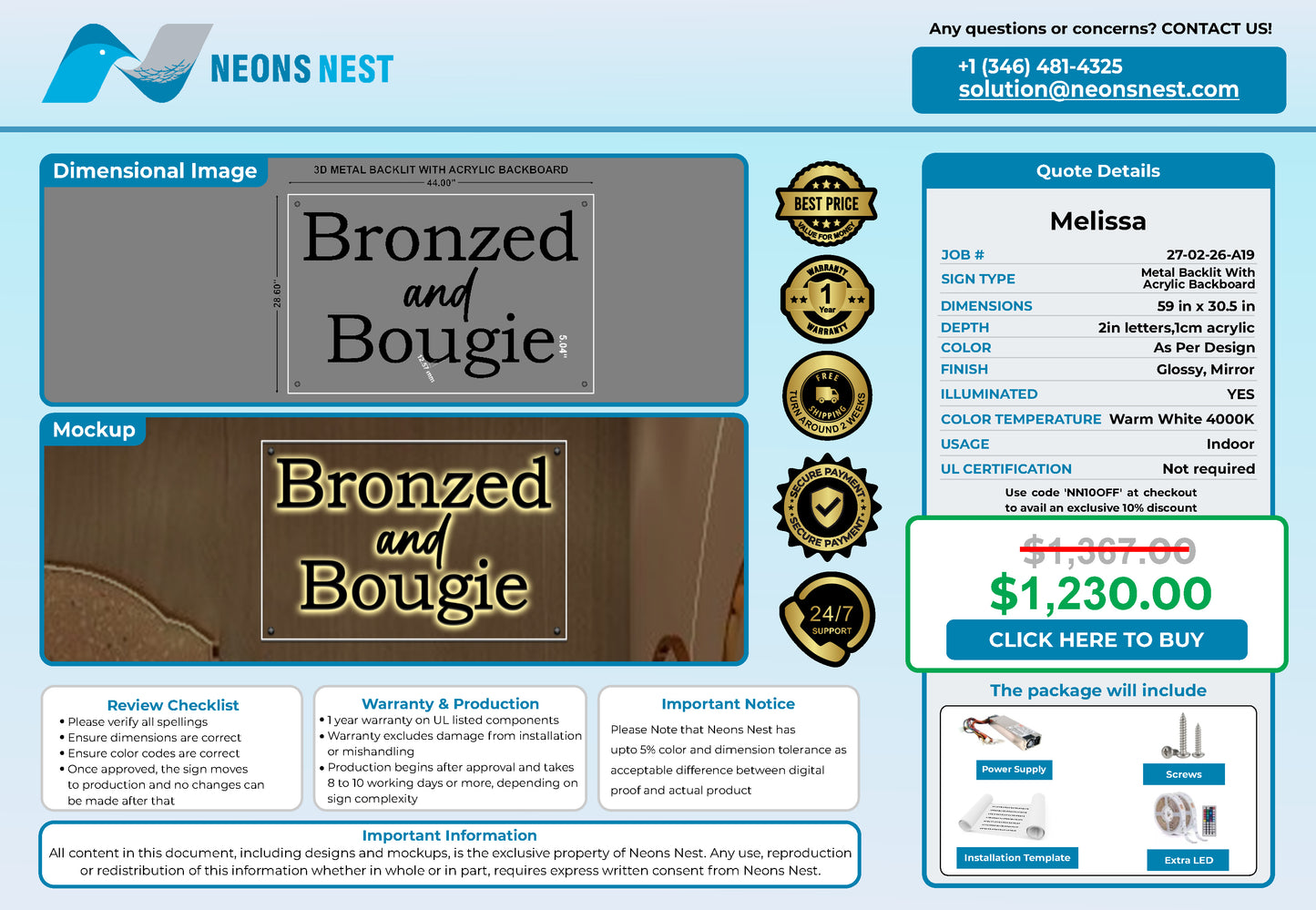 Bronzed & Bougie Airbrush Tanning 3D Metal Back-Lit - Neonsnest.com