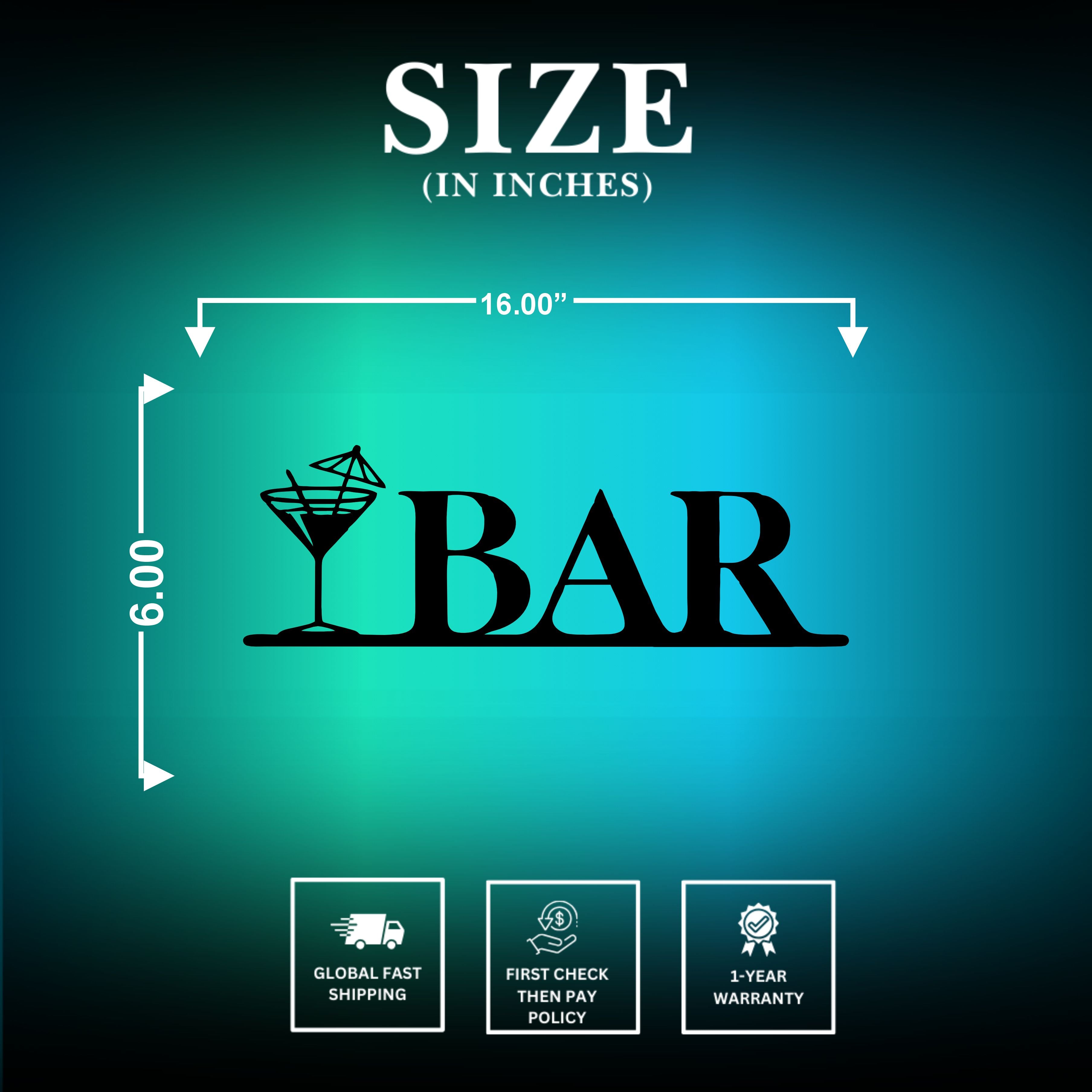 Bar Metal Sign Size