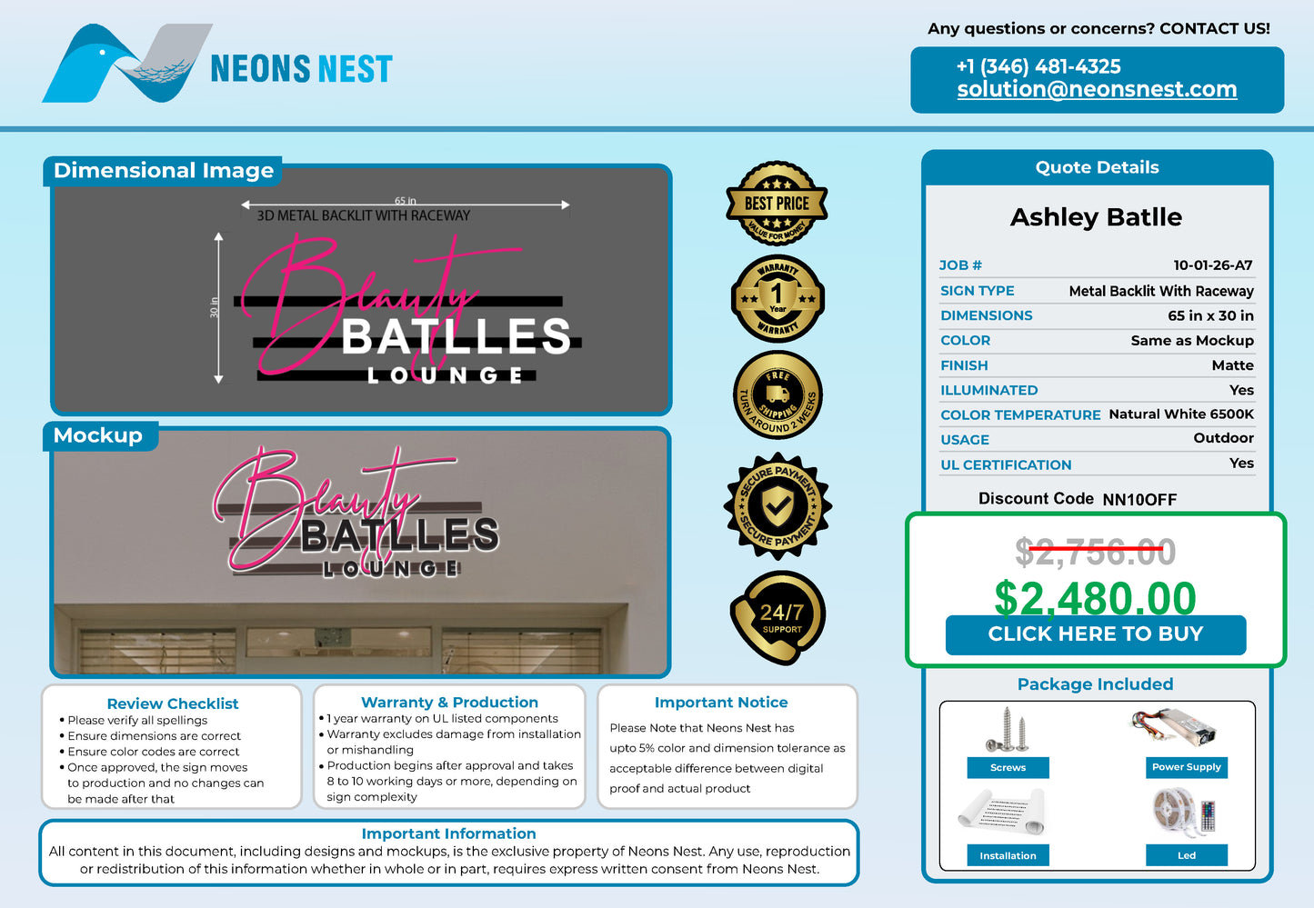Beauty Batlles Lounge 3D Metal Backlit
