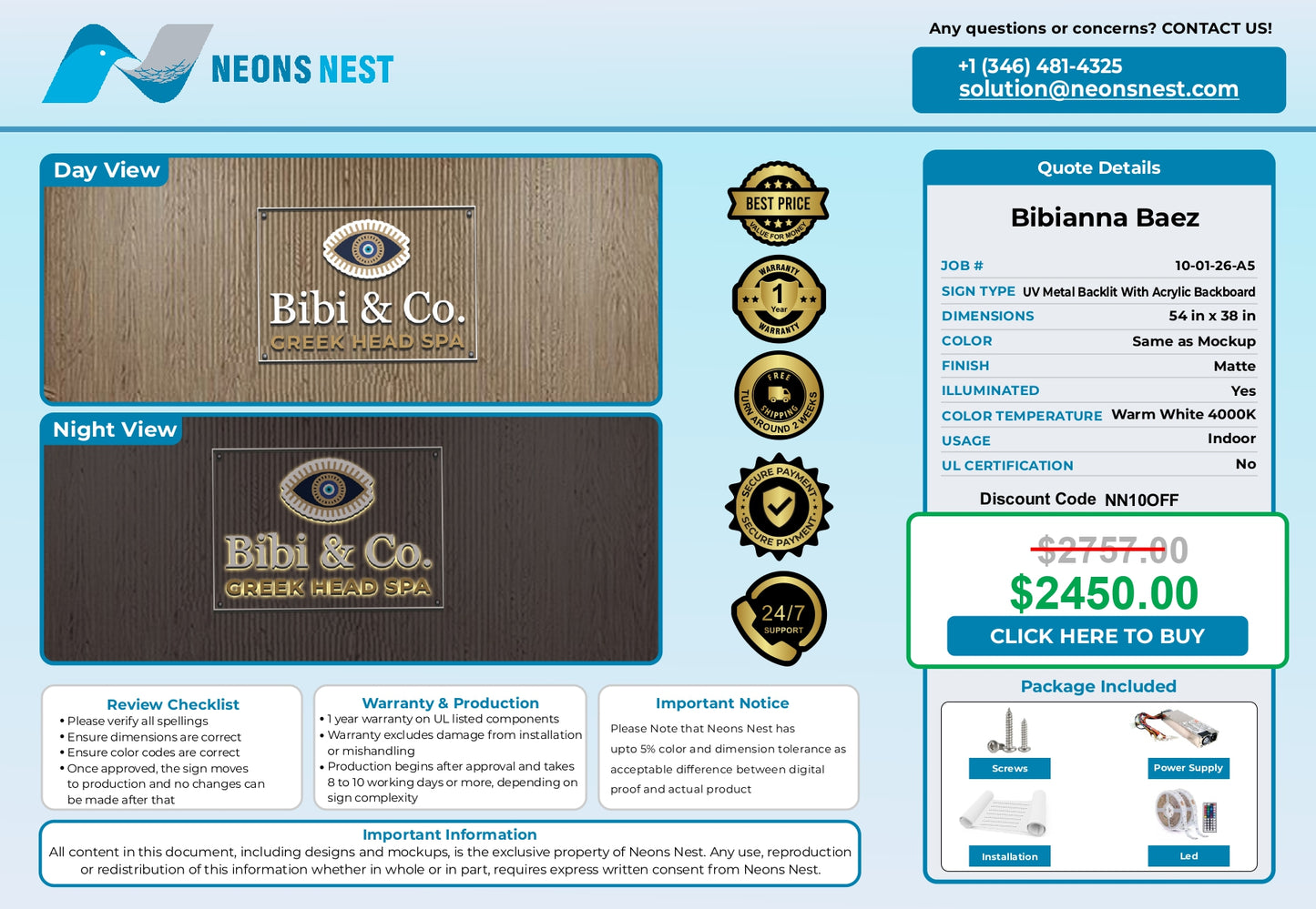 UV Metal Backlit with Acrylic Backboard-Bibi & Co. Greek Head Spa