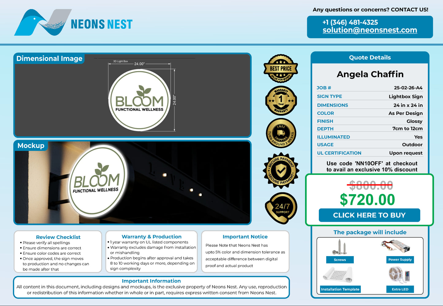 Bloom Functional Wellness 3D Lightbox Sign - Neonsnest.com