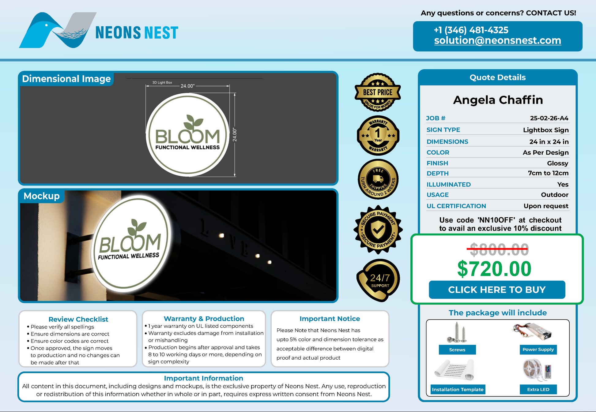 Bloom Functional Wellness 3D Lightbox Sign - Neonsnest.com