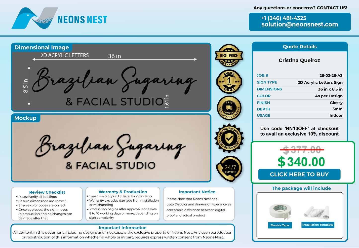 Brazilian sugaring and facial studio 2D Acrylic Letters - Neonsnest.com